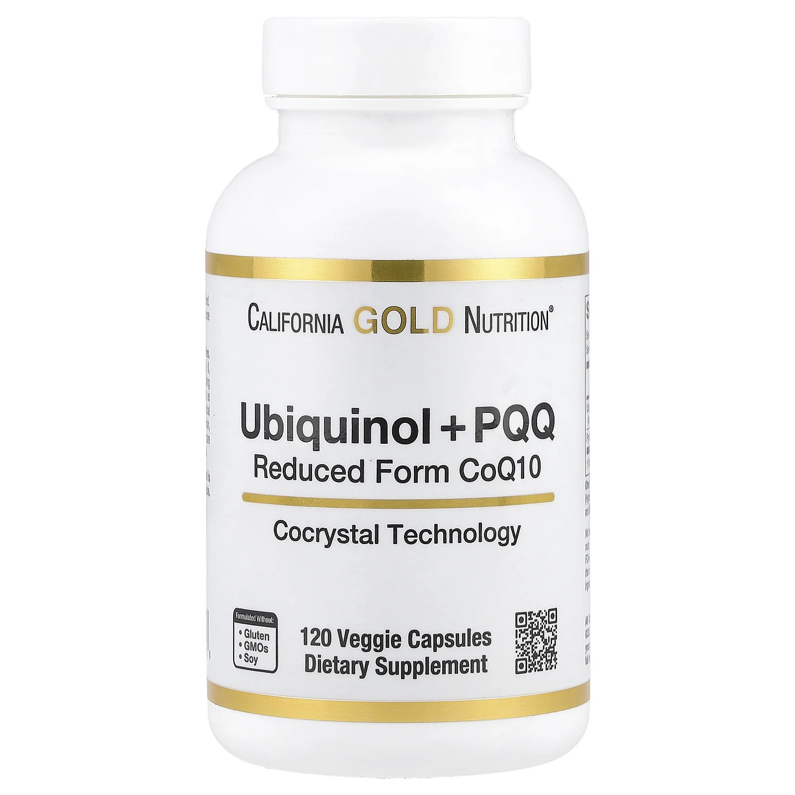 California Gold Nutrition, Убихинол в восстановленной форме CoQ10 + PQQ, 120 растительных капсул