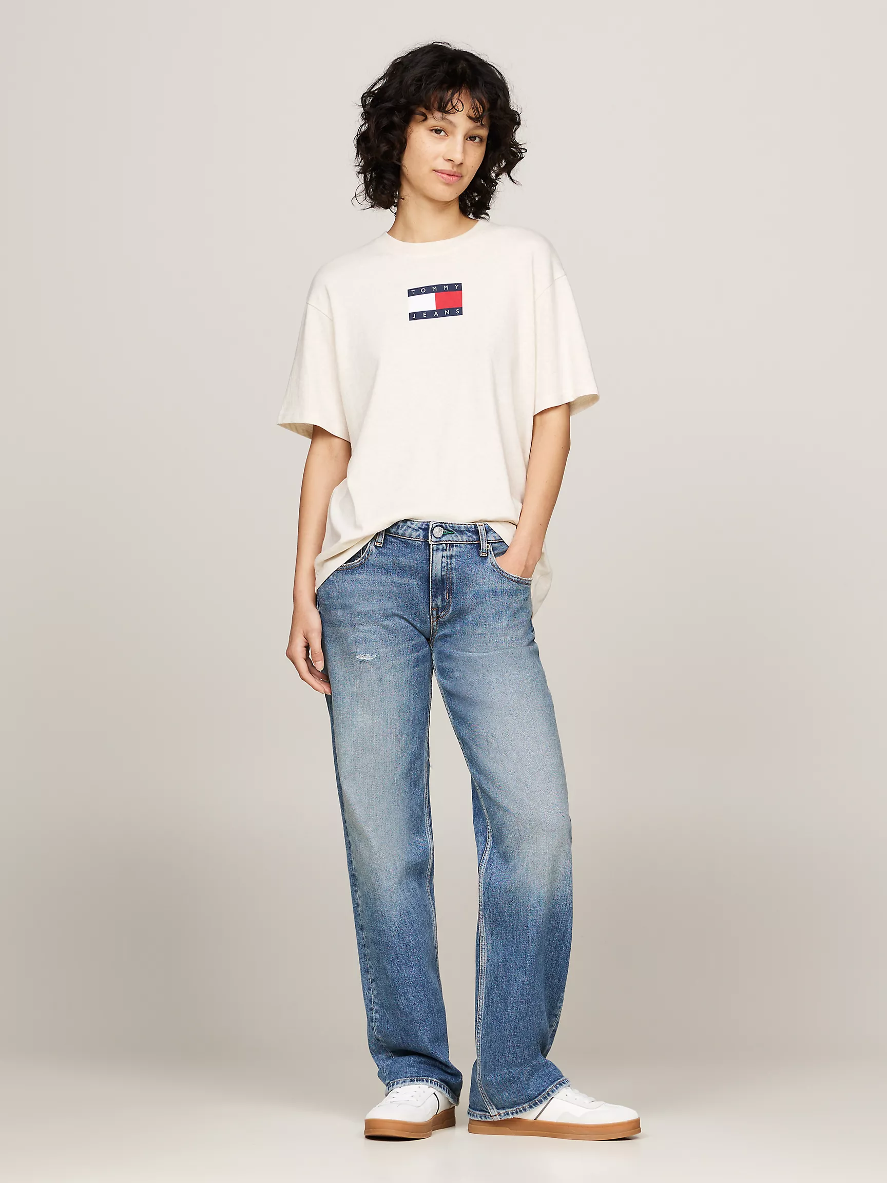 Женская футболка Tommy Hilfiger, Свободная футболка из пряжи разного цвета