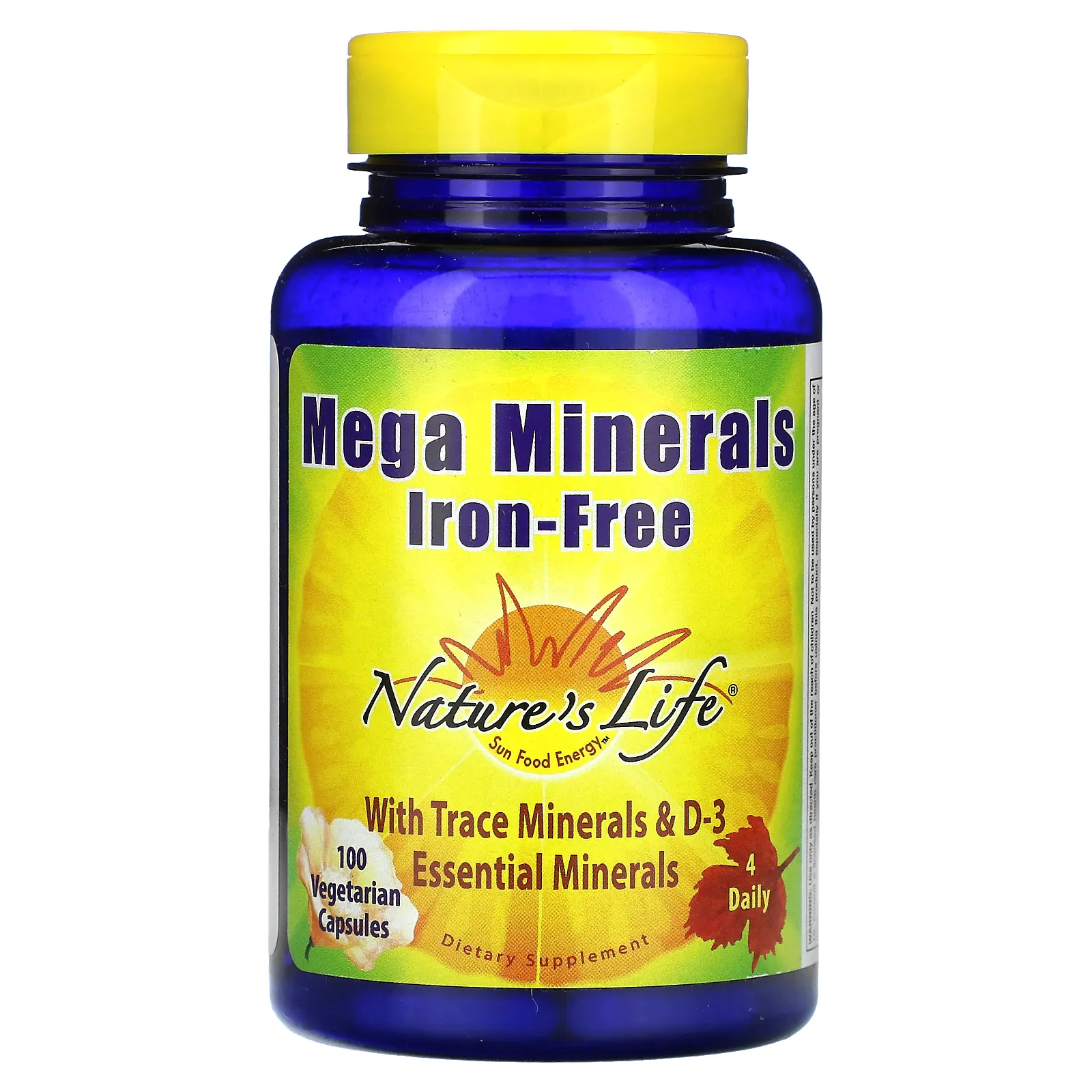 Nature's Life, Mega Minerals, минералы, без железа, 100 вегетарианских капсул