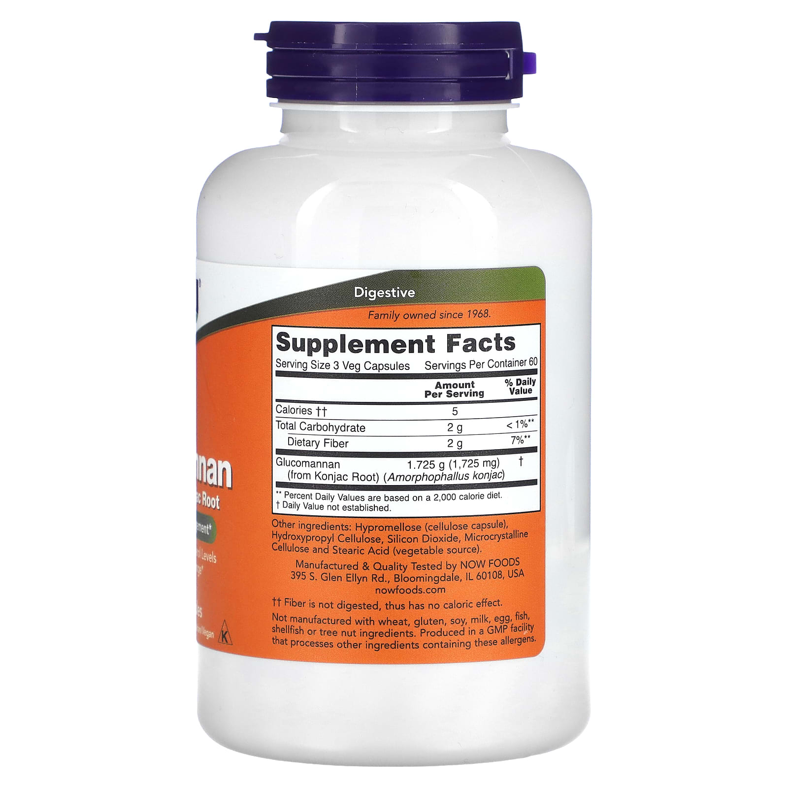 NOW Foods, глюкоманнан, 575 мг, 180 вегетарианских капсул