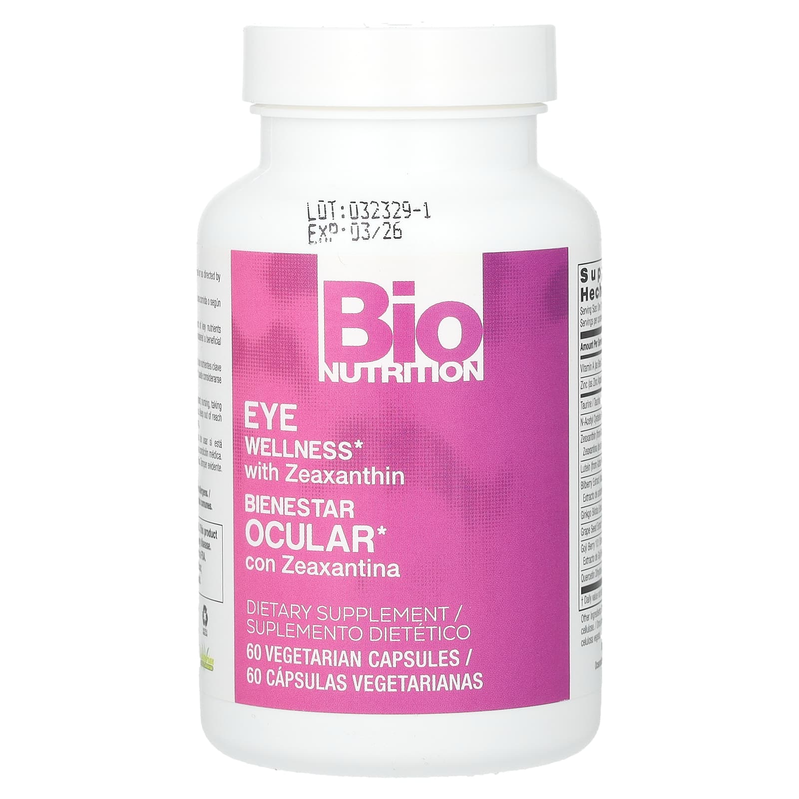 Bio Nutrition, Здоровье глаз с зеаксантином, 60 вегетарианских капсул