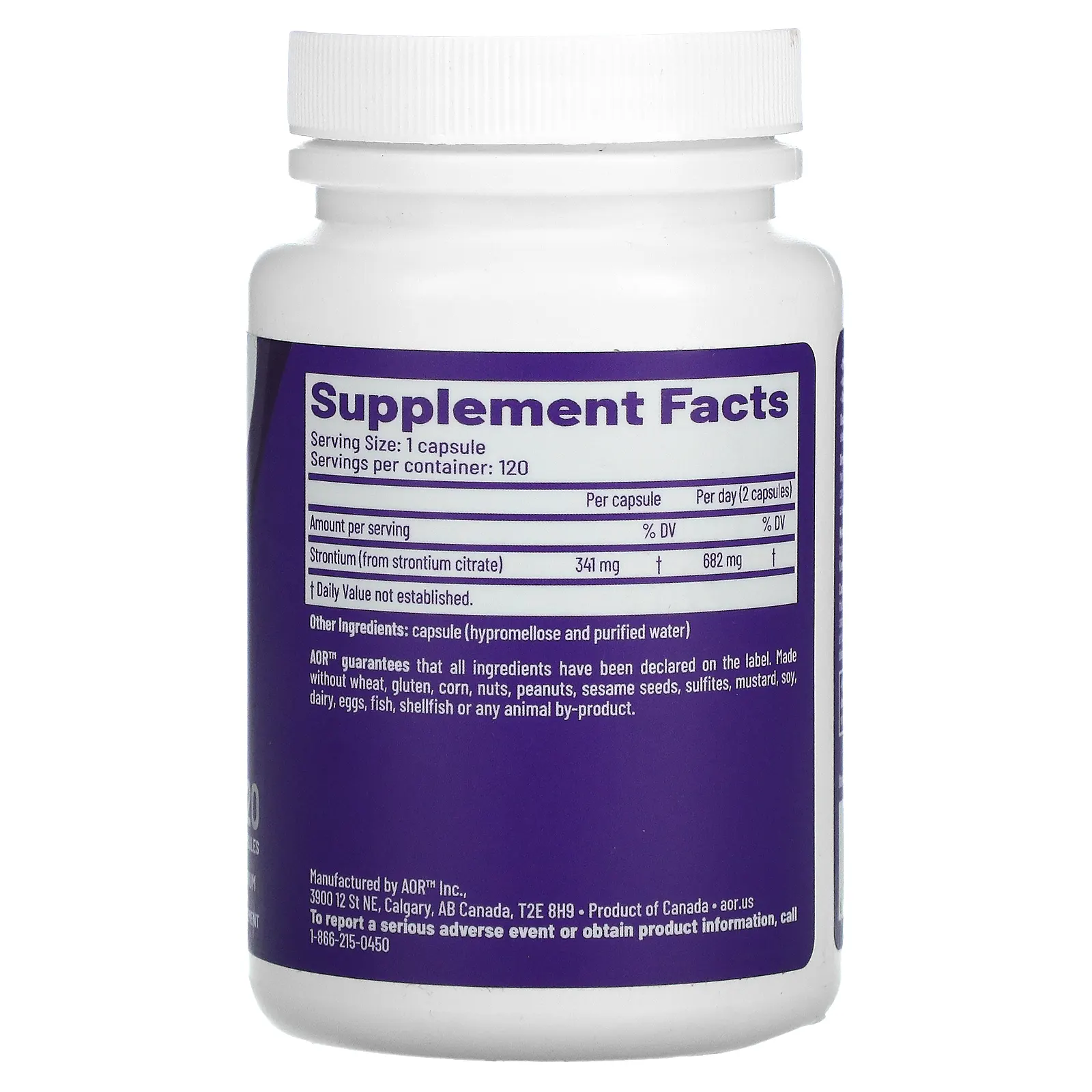 Advanced Orthomolecular Research AOR, Strontium Support II, 120 вегетарианских капсул