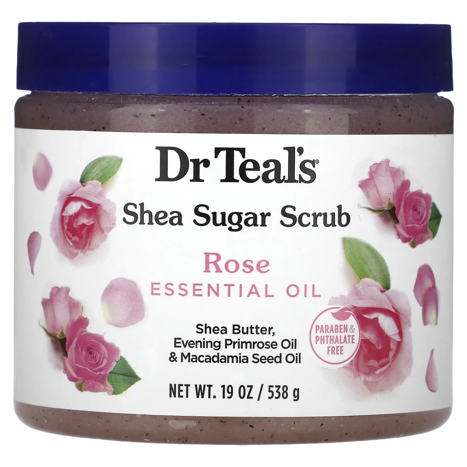 Dr. Teal's, сахарный скраб с маслом ши, эфирное масло розы, 538 г (19 унций)