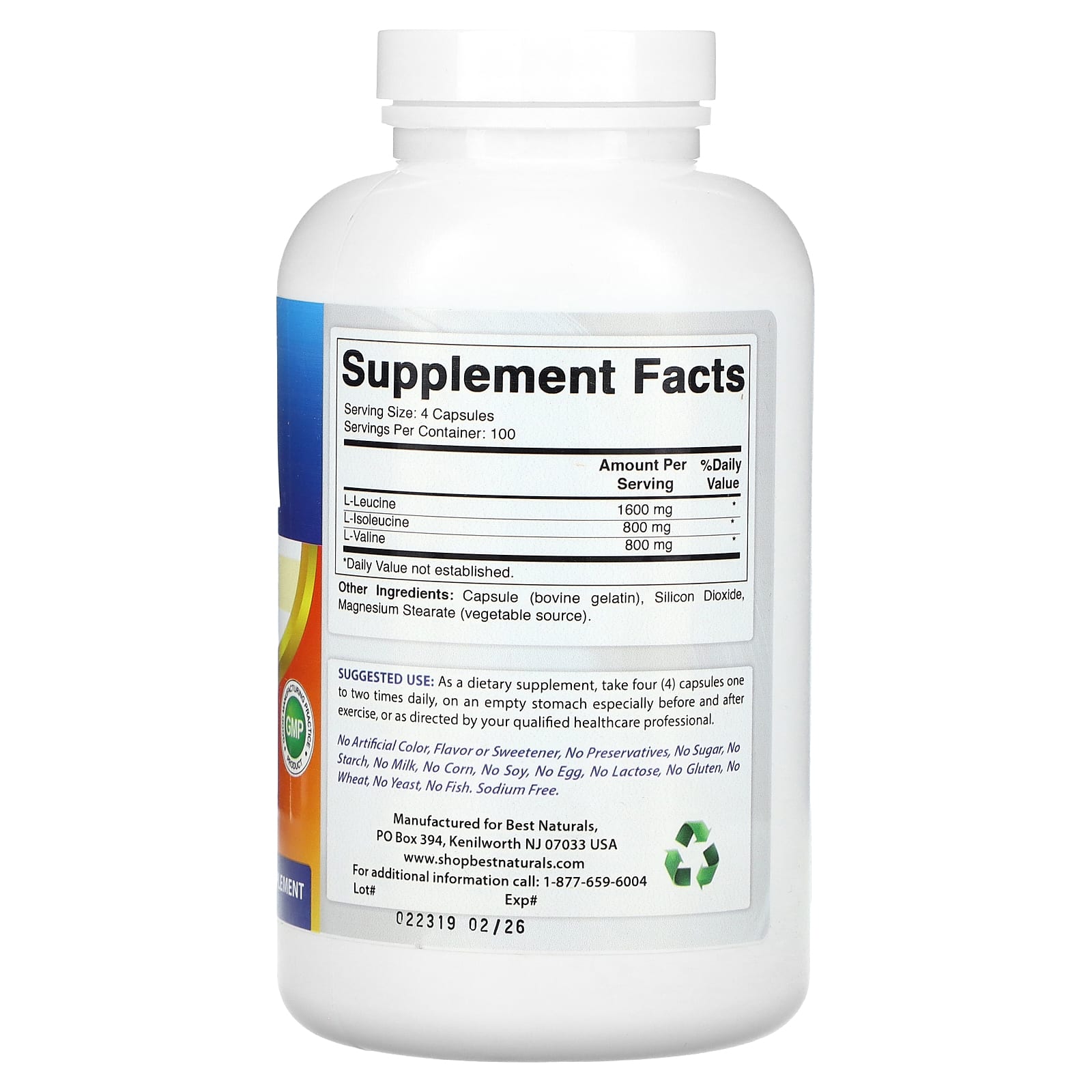 Best Naturals, BCAA, 3200 мг, 400 капсул (800 мг в 1 капсуле)