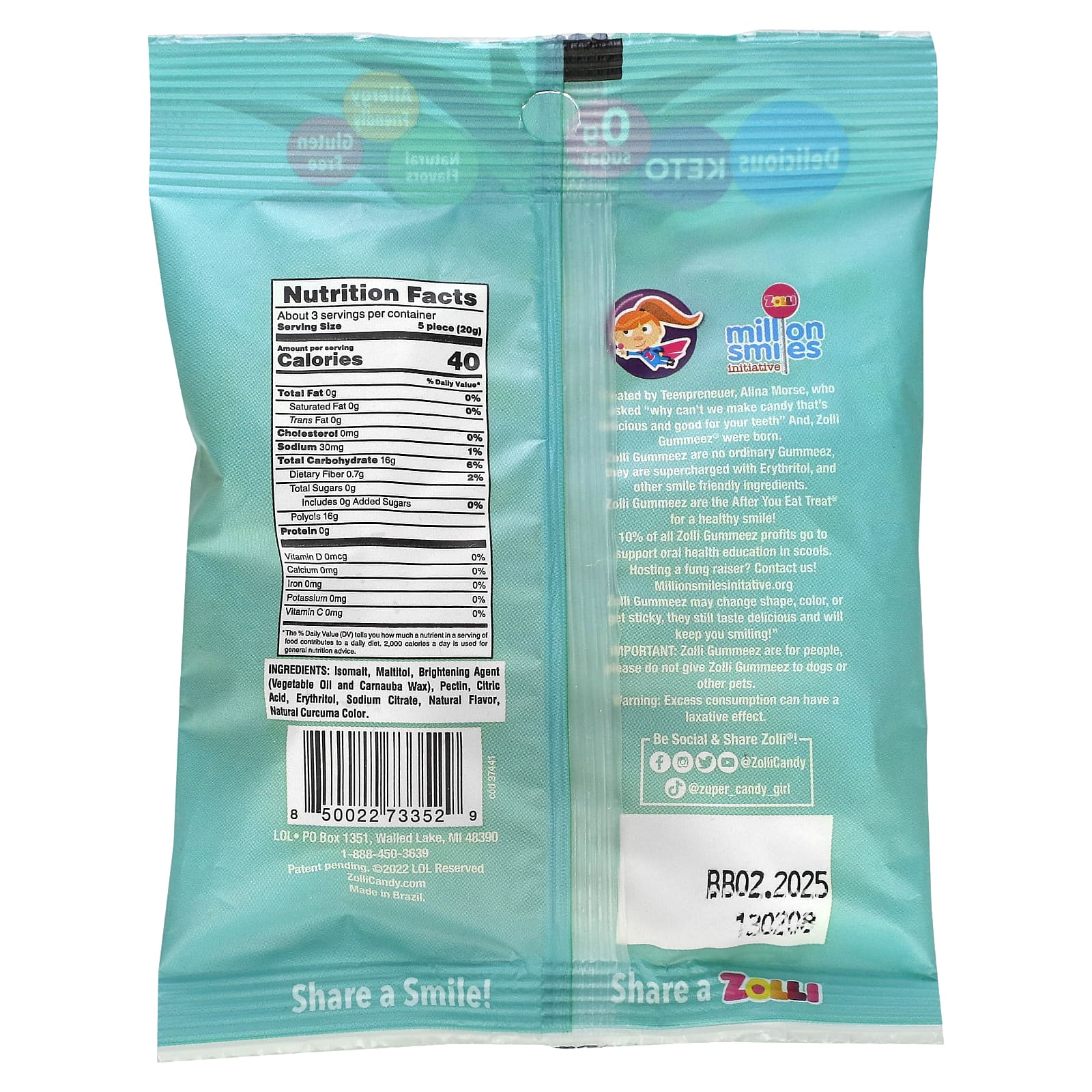 Zollipops, Zolli Gummeez, ананас, 55 г (1,94 унции)