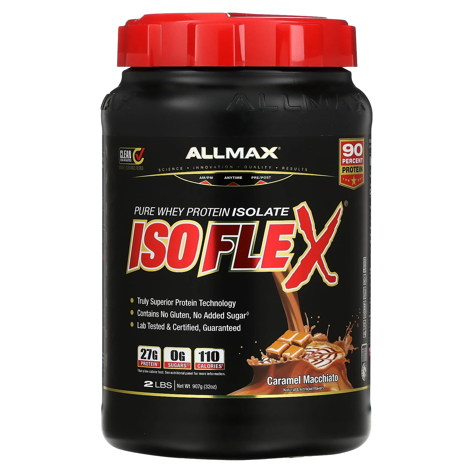 ALLMAX, Isoflex, на 100% чистый изолят сывороточного протеина, со вкусом карамельного макиато, 907 г (2 фунта)