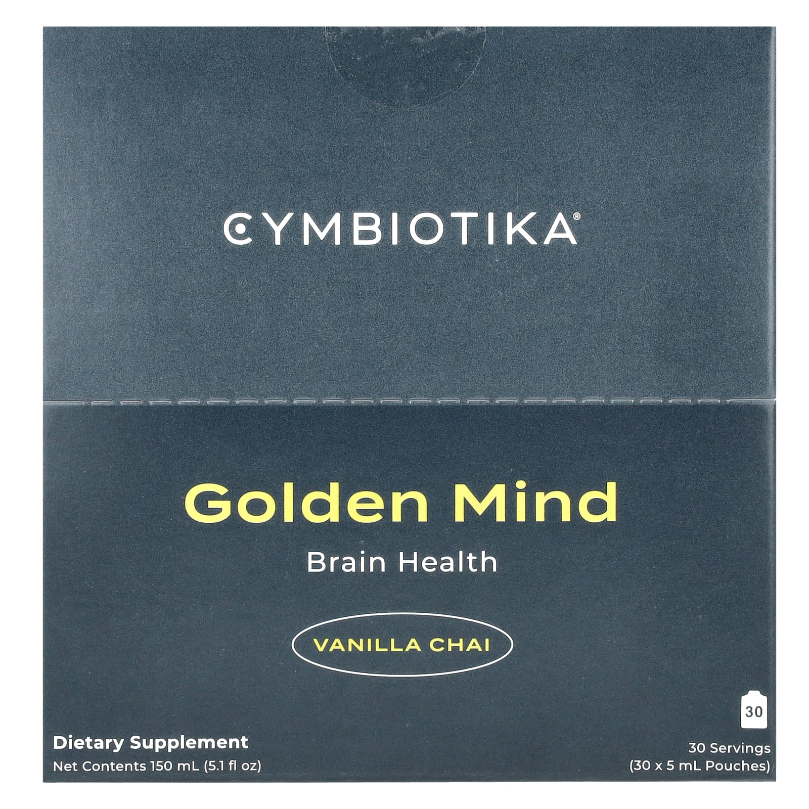 Cymbiotika, Golden Mind, здоровье мозга, ванильный чай, 30 пакетиков (5 мл)