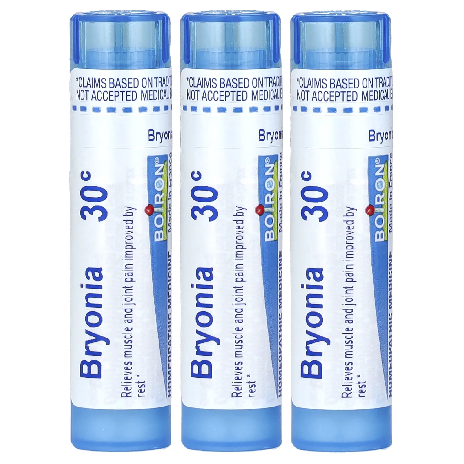 Boiron, Bryonia, Обезболивающее, гранулы Meltaway, 30C, 3 тюбика, 80 гранул в каждой