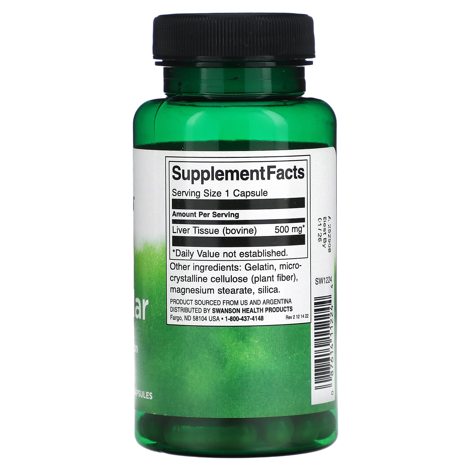 Swanson, Печени, железистая, 500 мг, 60 капсул