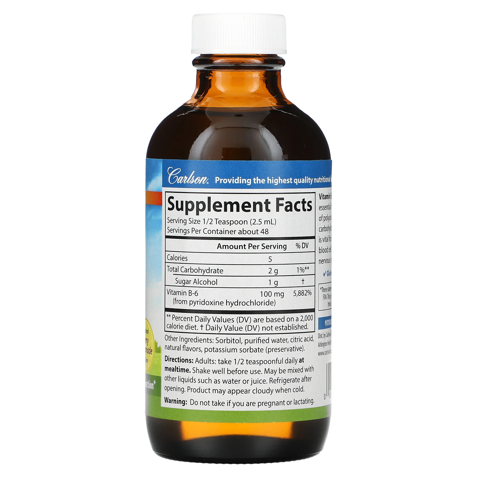 Carlson, Жидкость B6, натуральный ягодный лимонад, 120 мл (4 жидк. Унции)
