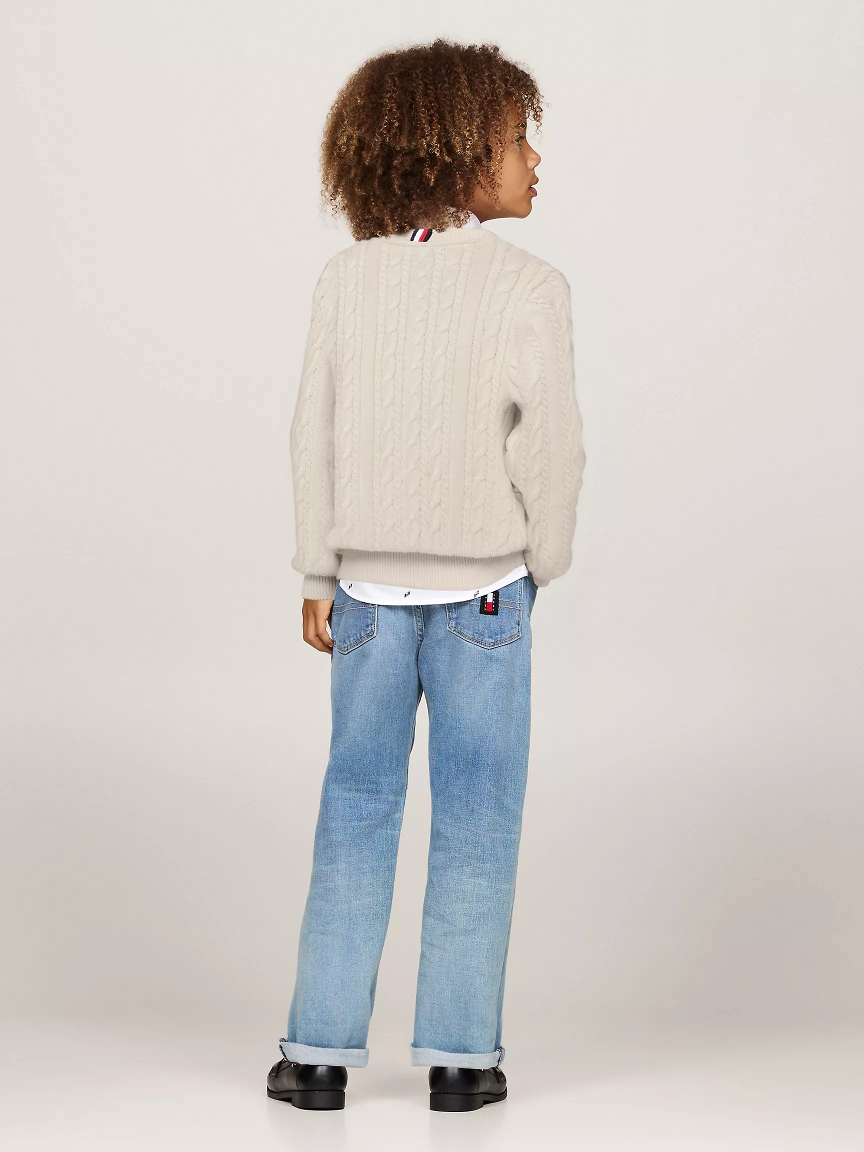 Свитер для мальчика Tommy Hilfiger, Детский вязаный свитер с узором "косы" и круглым вырезом