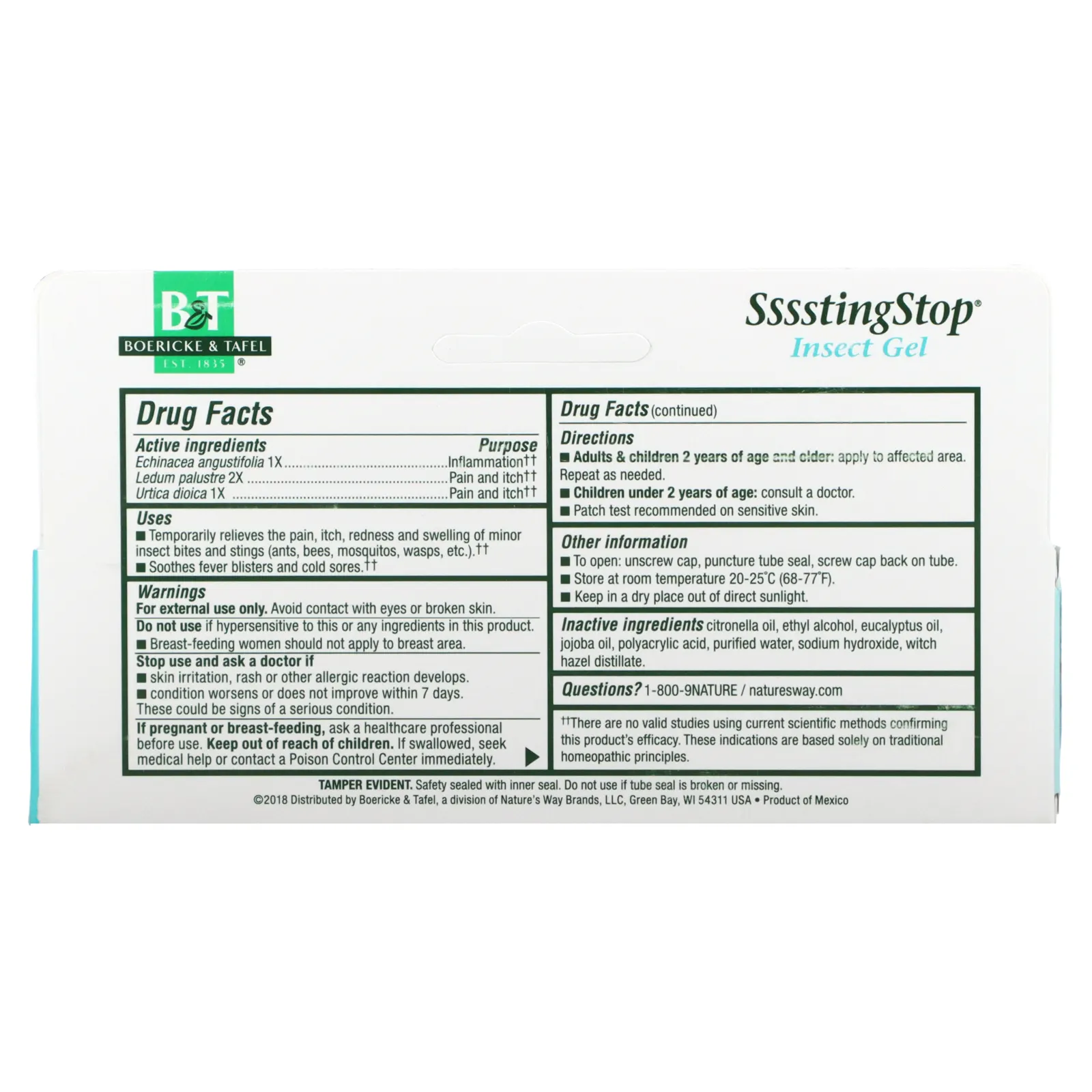 Boericke & Tafel, SssstingStop, гель для местного применения с цитронеллой, 78 г (2,75 унции)