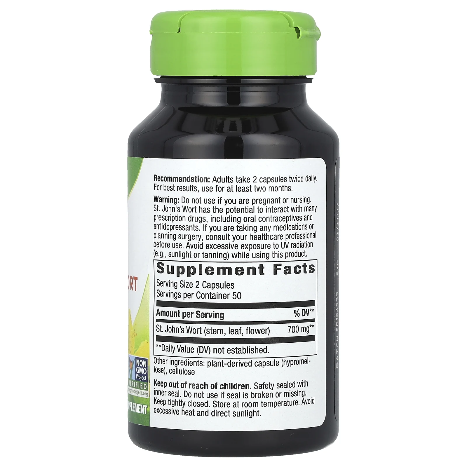 Nature's Way, зверобой, 700 мг, 100 вегетарианских капсул (350 мг в 1 капсуле)