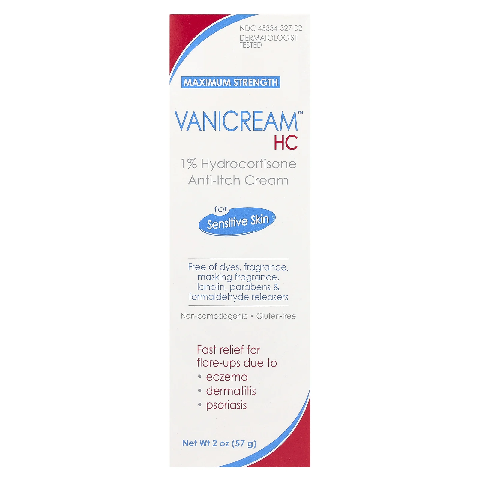 Vanicream, HC 1% гидрокортизон крем против зуда, максимальная эффективность, для чувствительной кожи, без отдушек, 57 г (2 унции)