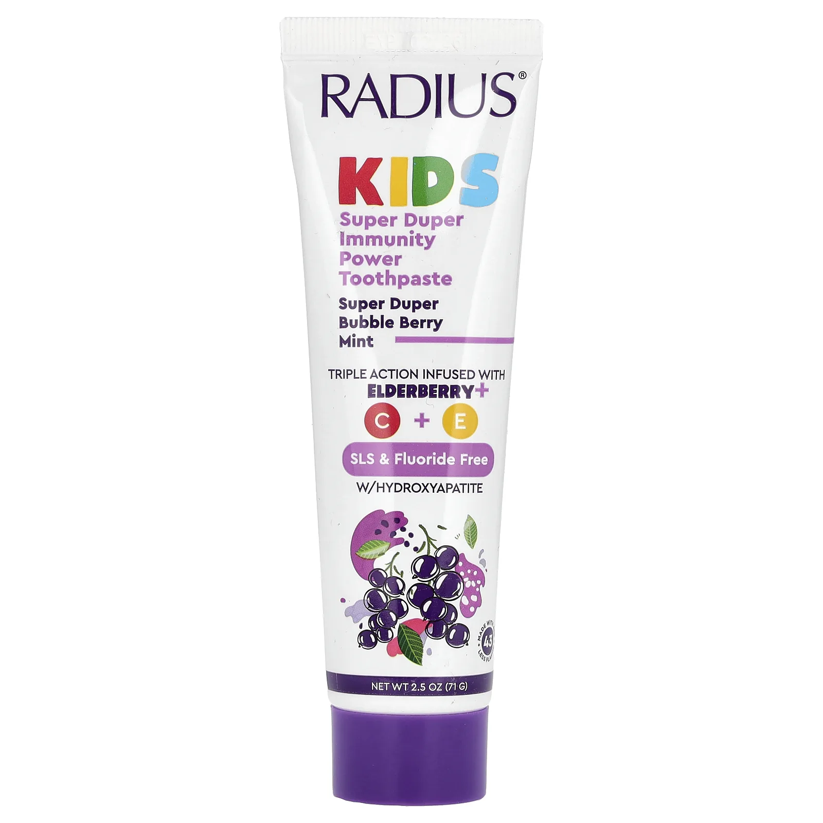 RADIUS, Super Duper Immuni-Power Toothpaste, Super Duper Bubble Berry Mint, 71 г (2,5 унции)