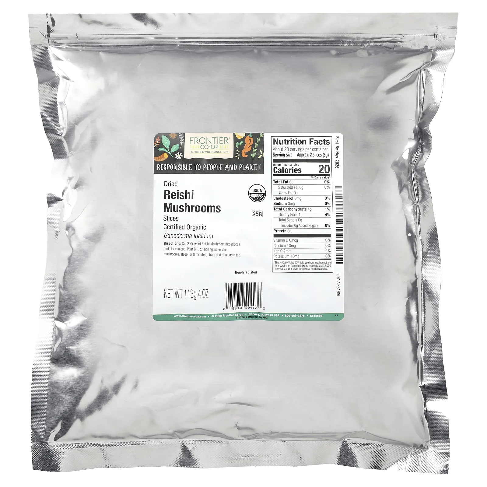 Frontier Co-op, Органические сушеные грибы рейши, ломтики, 113 г (4 унции)