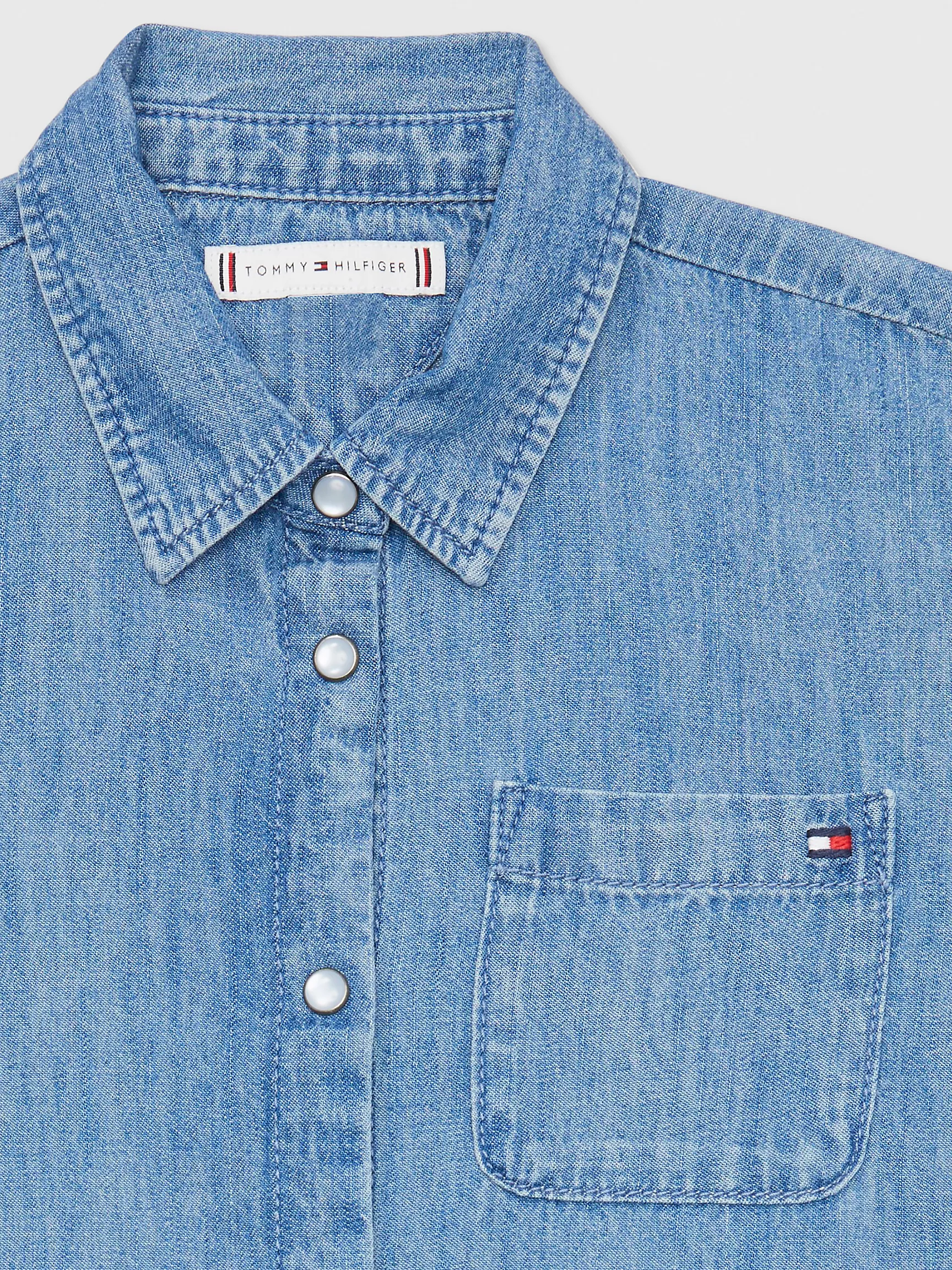 Платье для девочек Tommy Hilfiger, Детское платье из шамбре без рукавов с воланом