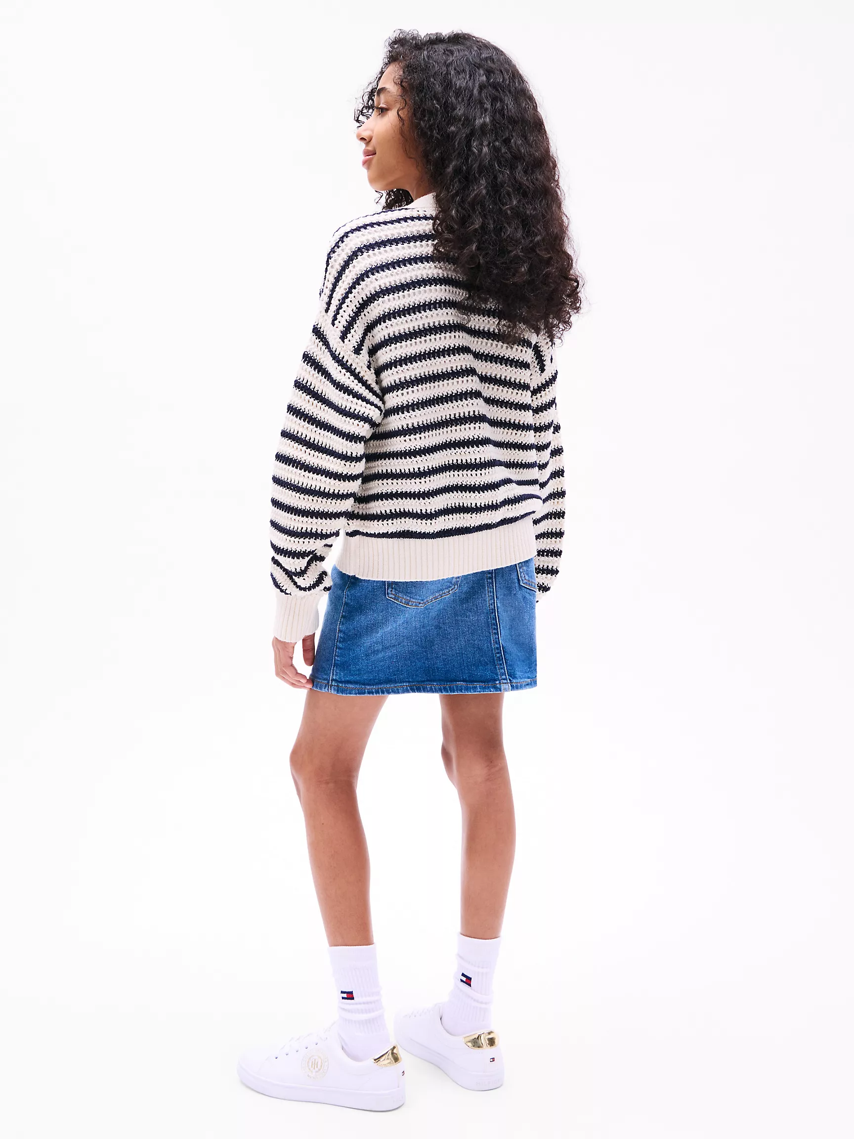 Свитер для девочки Tommy Hilfiger, Детский кардиган в полоску с вязаным узором