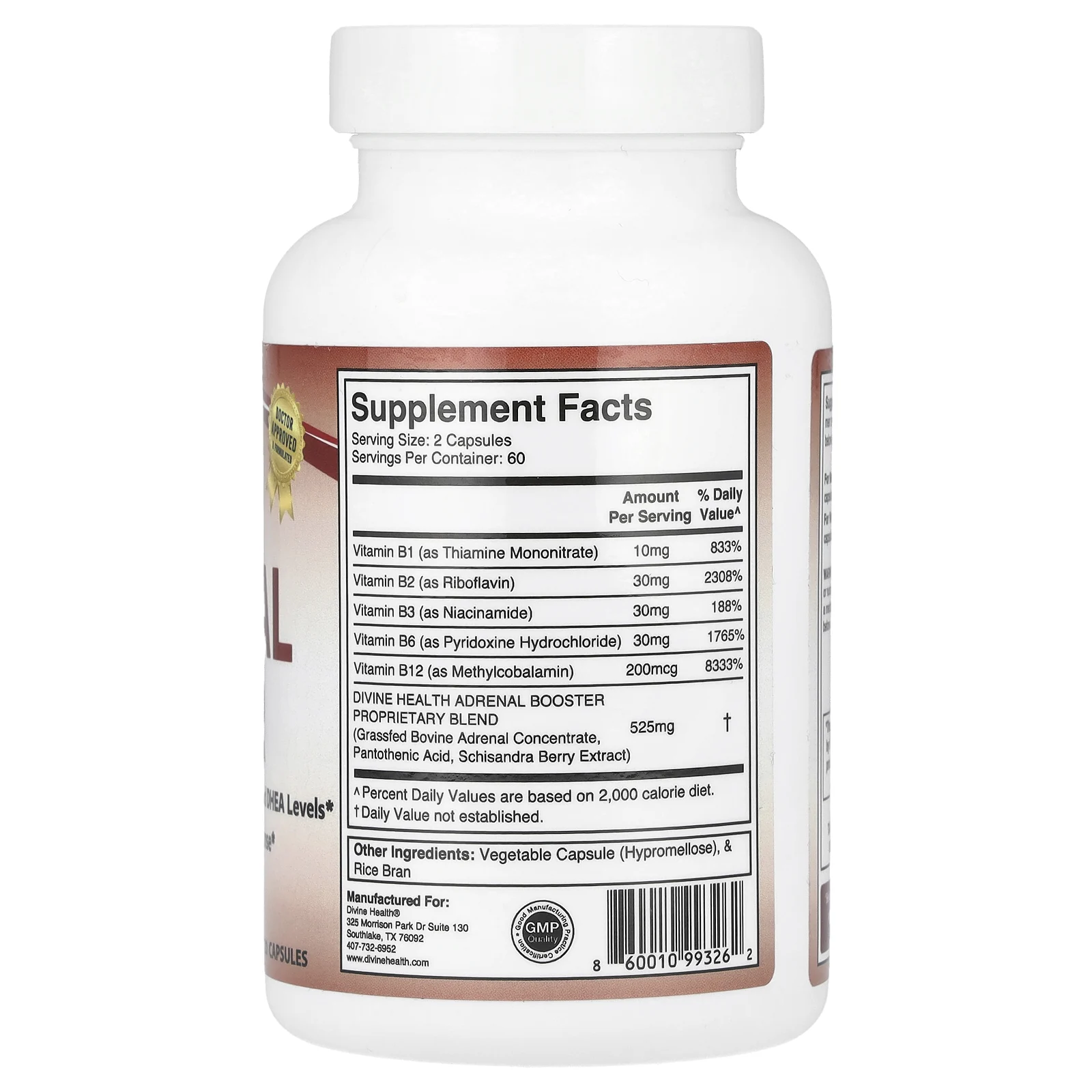 Divine Health, Дон Кольбер, доктор медицины добавка для нормализации надпочечников, 120 капсул