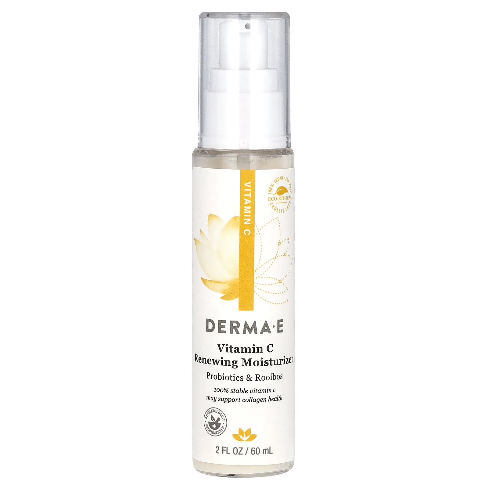 DERMA E, восстанавливающий увлажняющий крем с витамином C, пробиотиками и экстрактом ройбуша, 60 мл (2 жидк. унции)