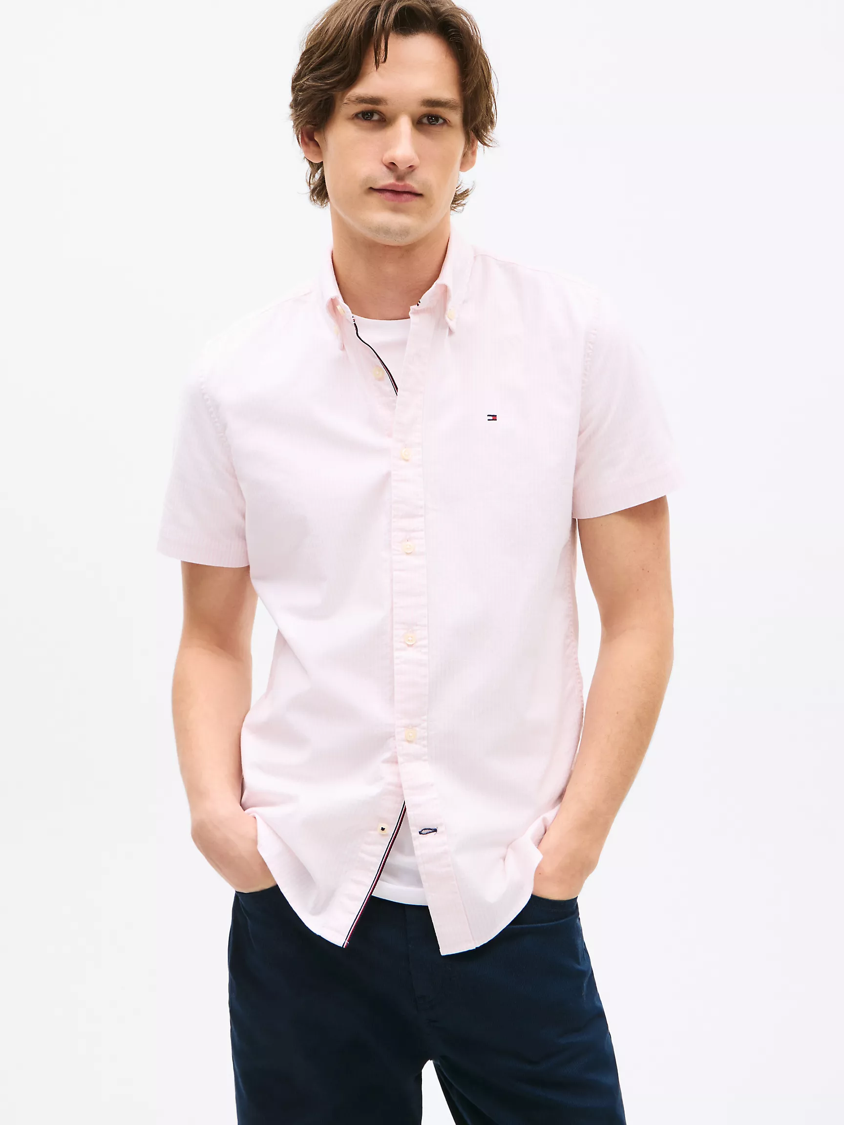 Мужская рубашка Tommy Hilfiger, Рубашка из оксфорда в полоску с короткими рукавами