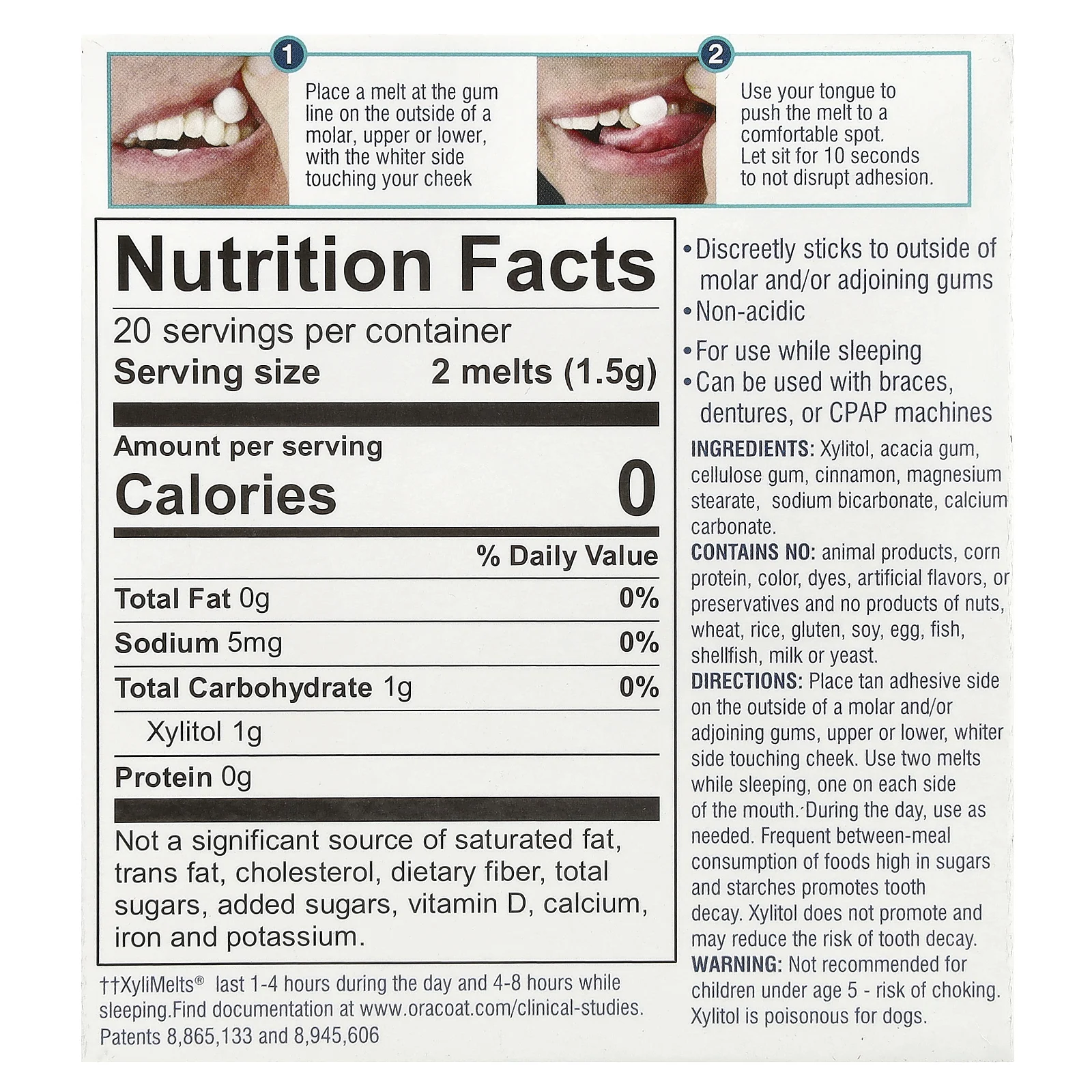 OraCoat, XyliMelts для сухости во рту, корица, 40 шт.