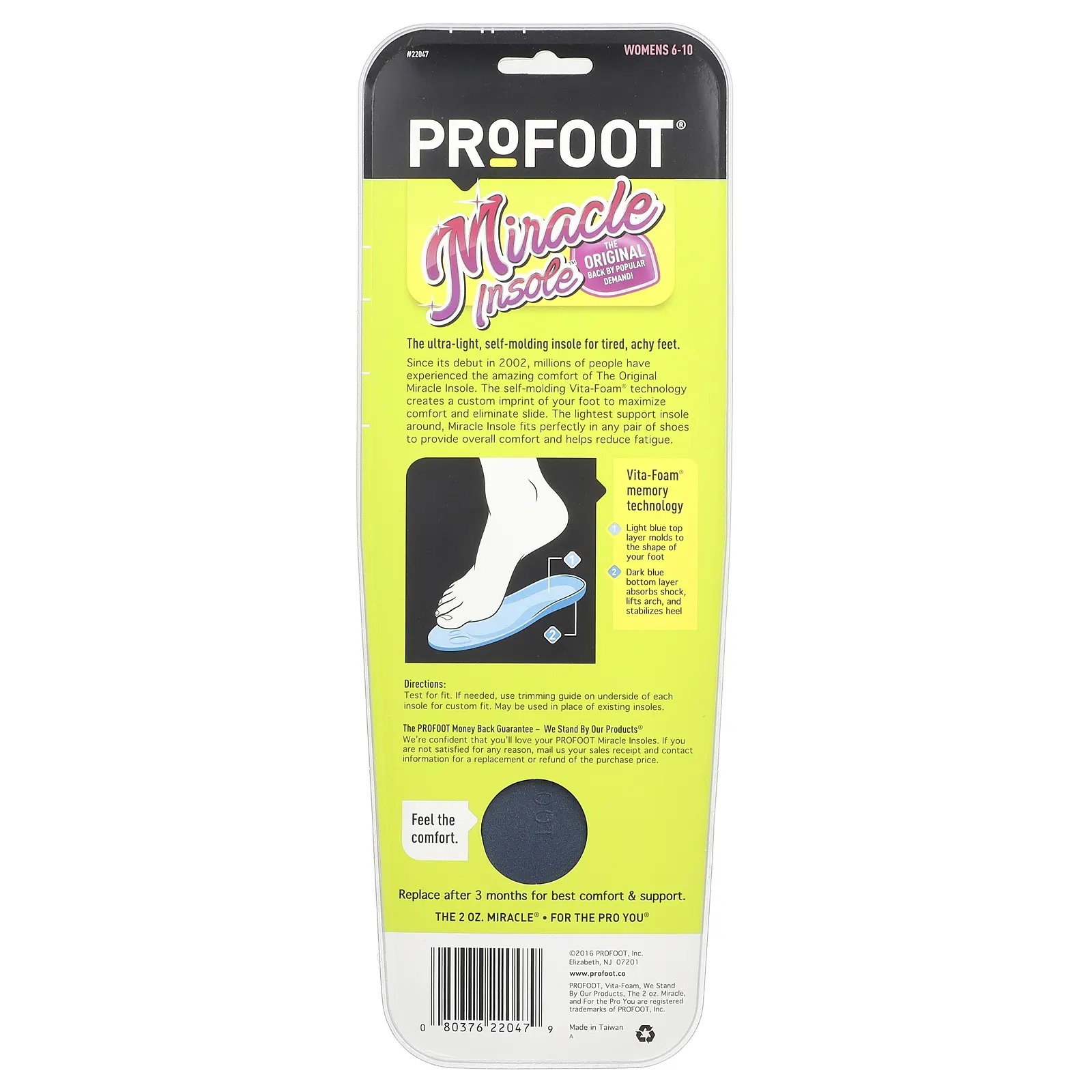 Profoot, Miracle Insole, для женщин 6–10 лет, 1 пара