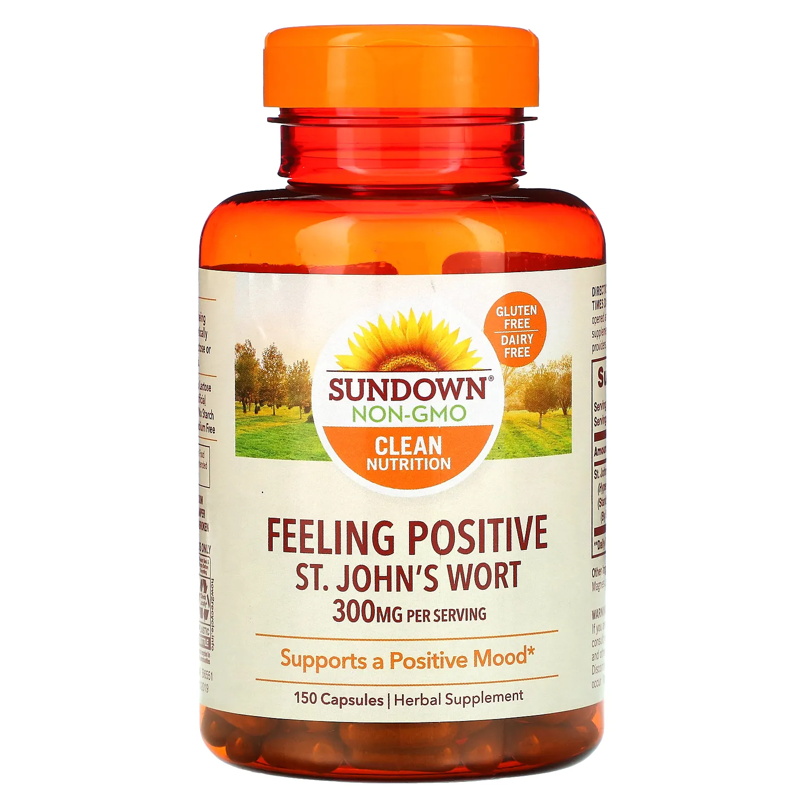 Sundown Naturals, Feeling Positive, зверобой, 300 мг, 150 капсул (150 мг в 1 капсуле)