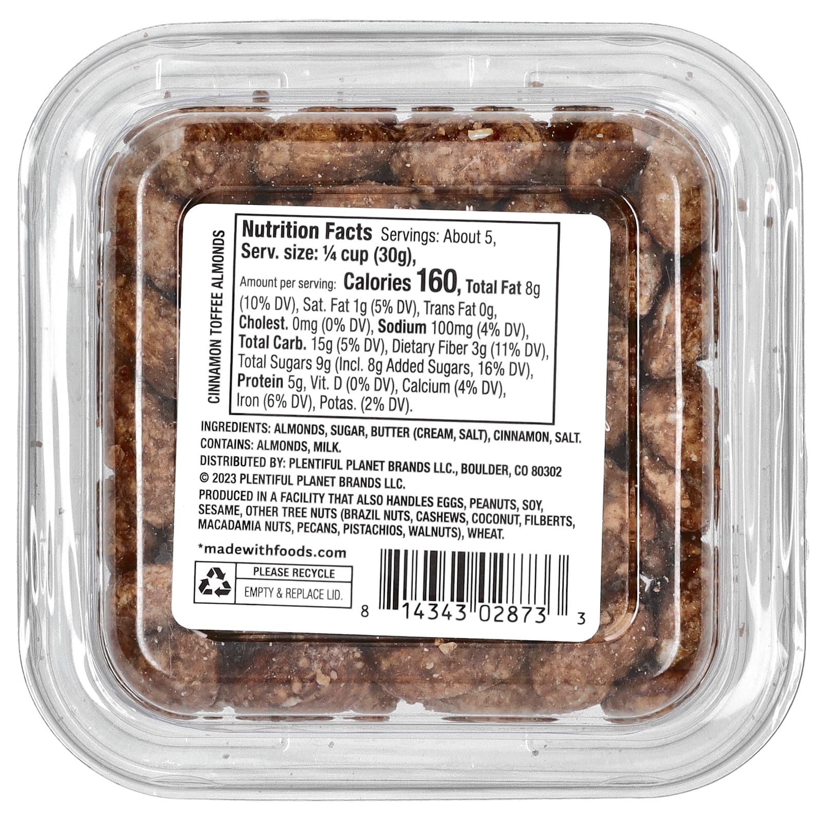 Made With, Ириски с корицей и миндалем, 142 г (5 унций)