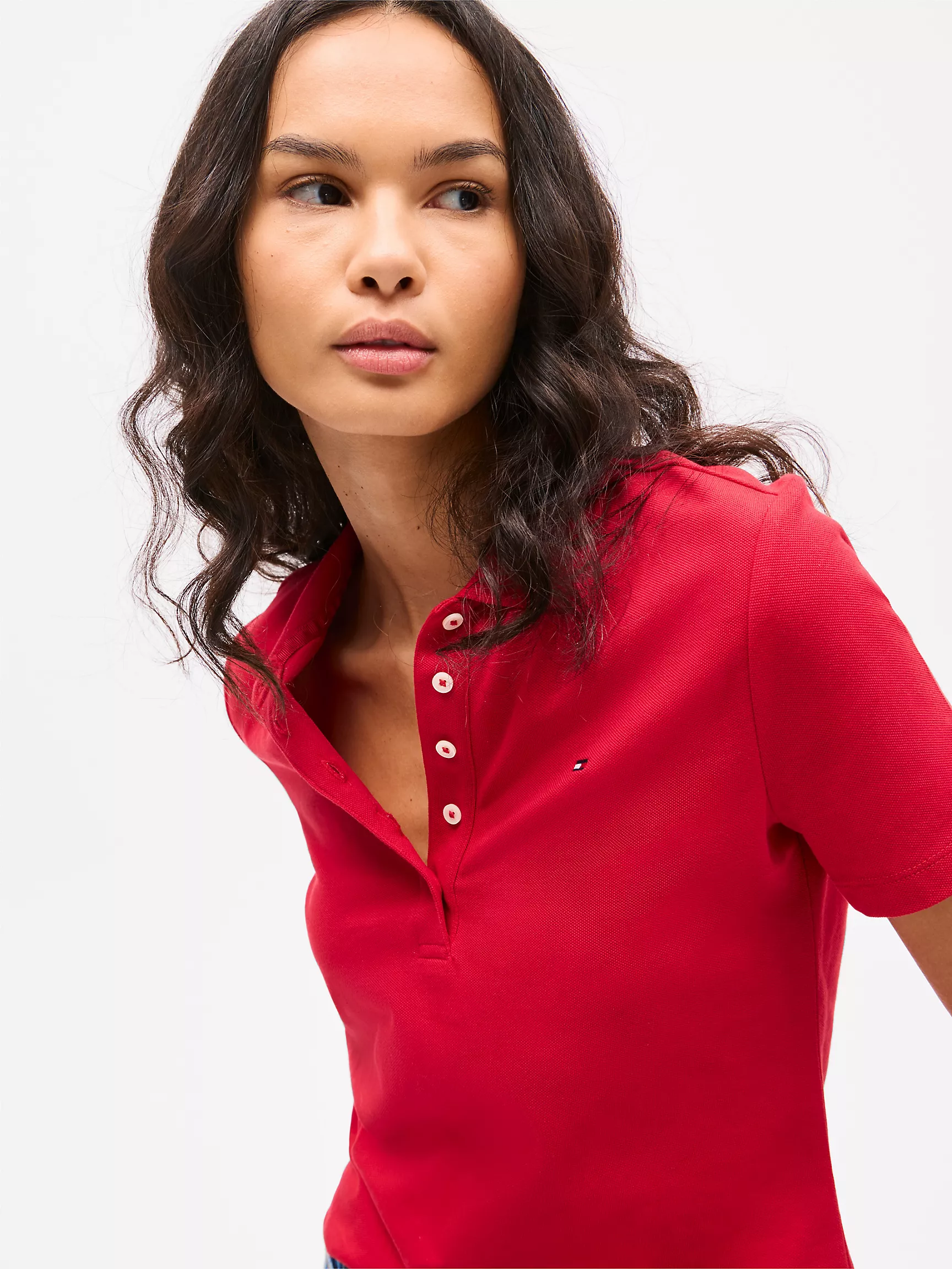 Женское поло Tommy Hilfiger, Эластичное хлопковое поло