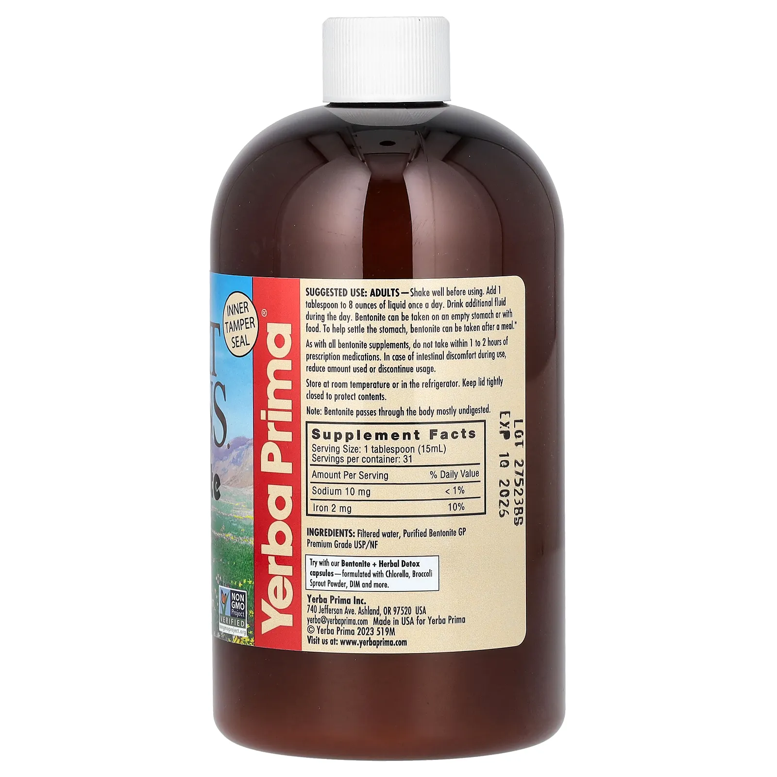 Yerba Prima, Great Plains, бентонит, средство для детоксикации, 473 мл (16 жидк. унций)