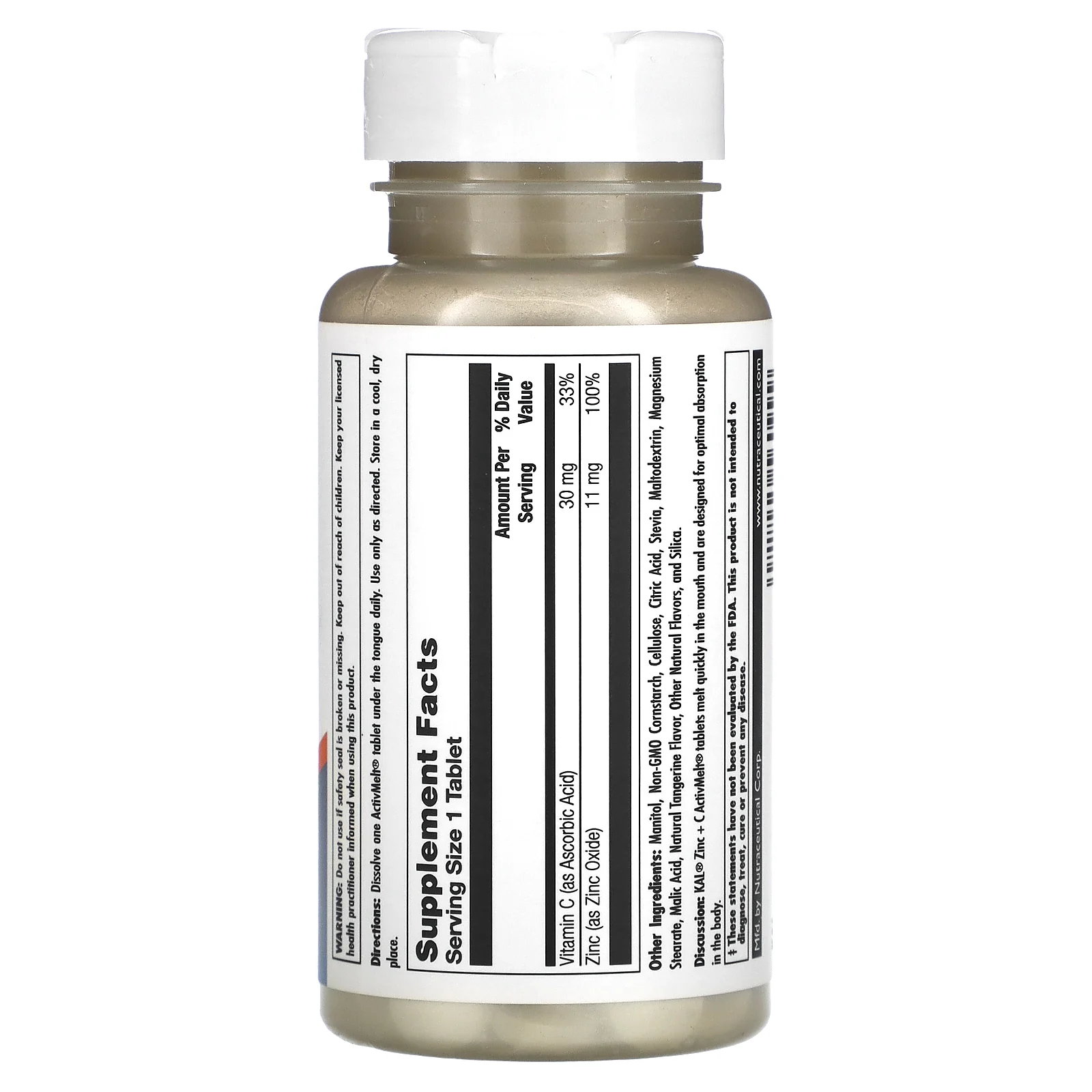 KAL, Цинк + витамин C, мандарин, 90 микротаблеток