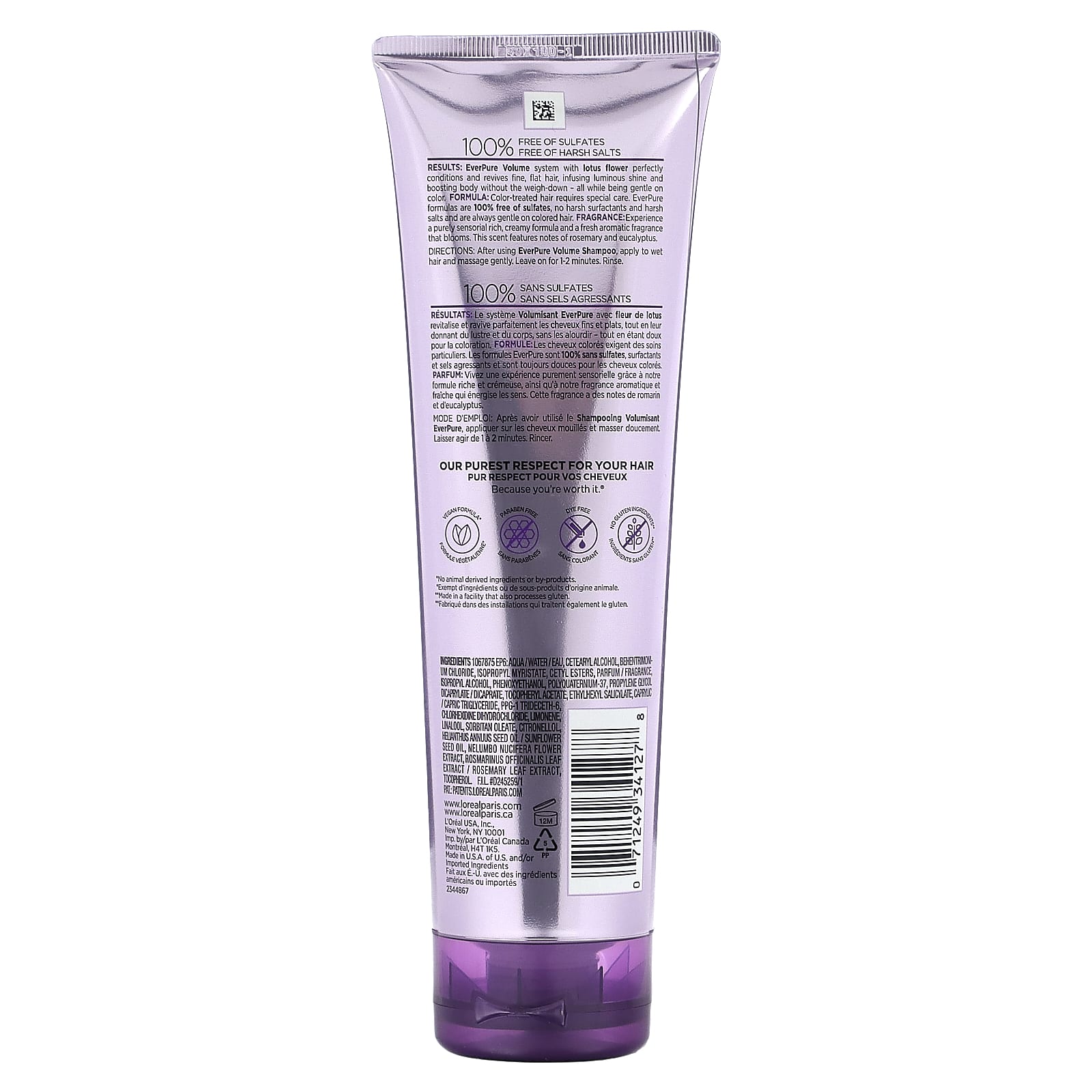 L'Oréal, Ever Pure, кондиционер для придания объема, лотос, 250 мл (8,5 жидк. Унции)