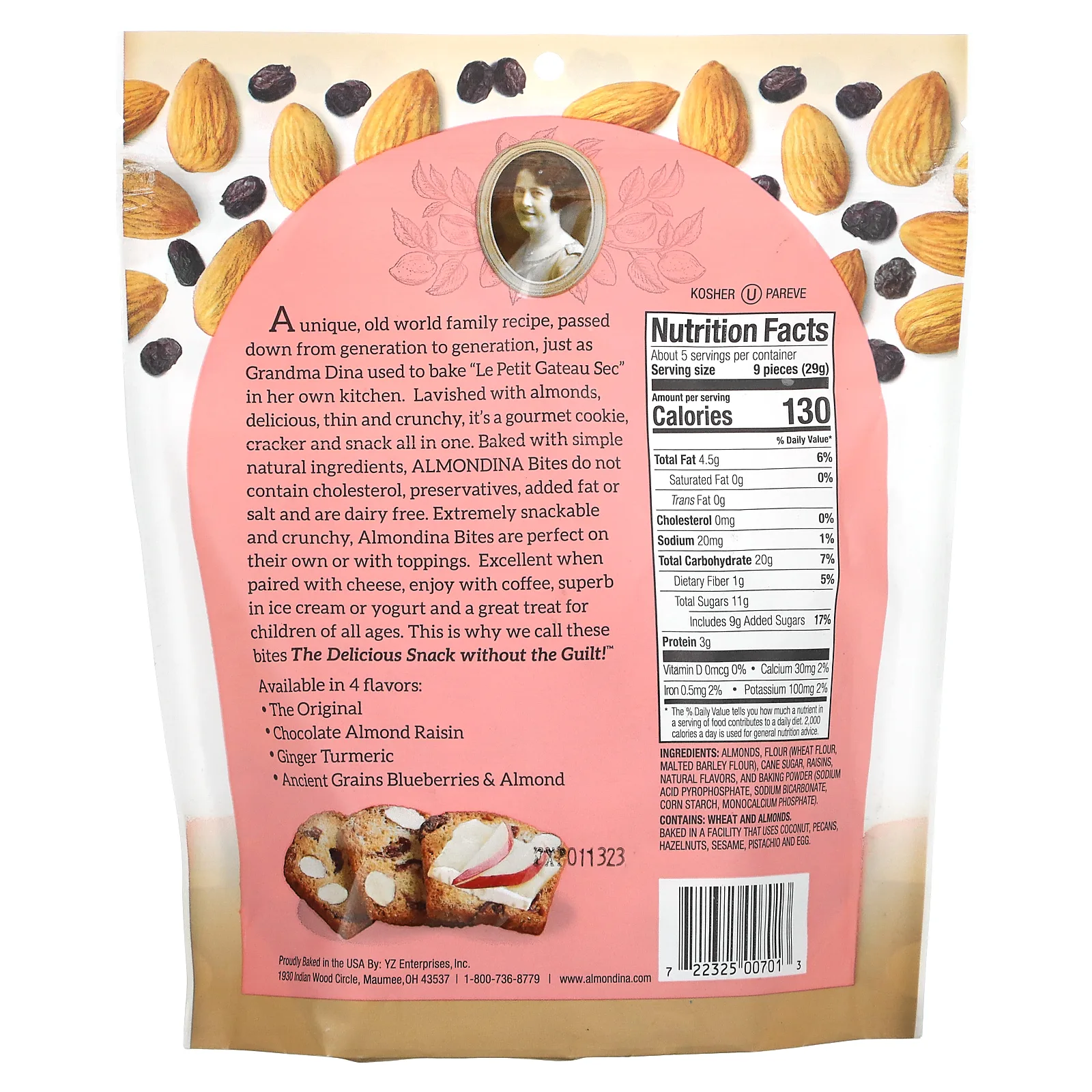 Almondina, Almond Bites, The Original, 142 г (5 унций)