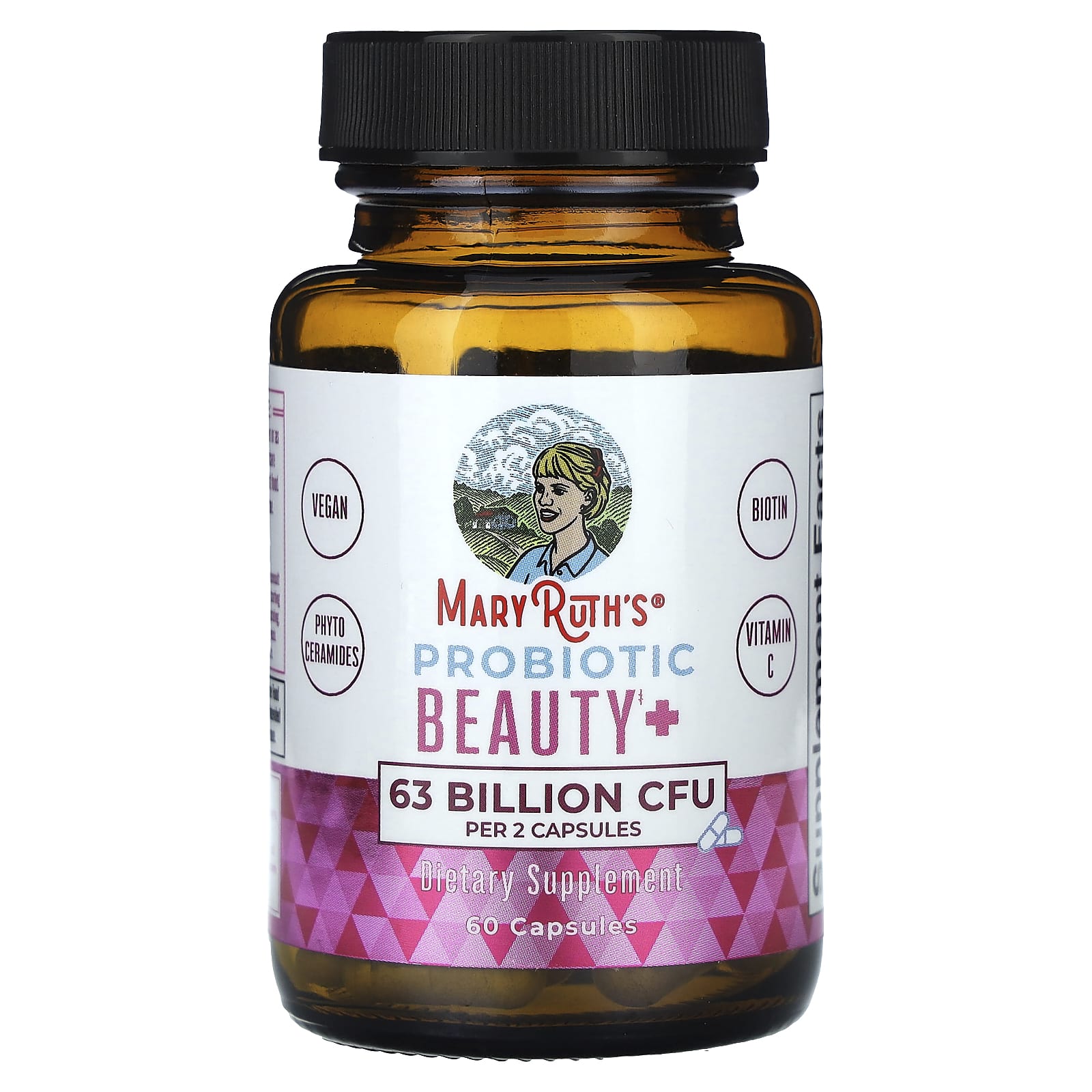 MaryRuth's, Probiotic Beauty +, 63 млрд КОЕ, 60 капсул (31,5 млрд КОЕ в 1 капсуле)