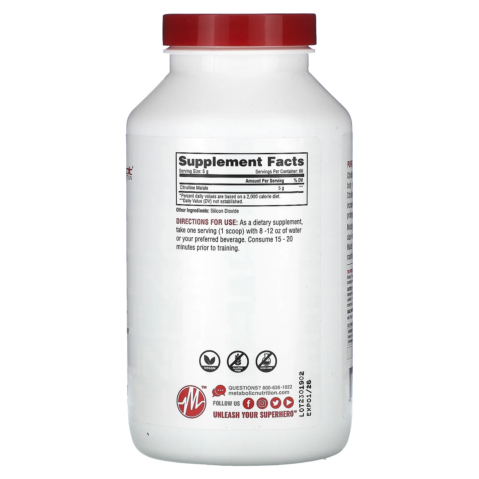 Metabolic Nutrition, Цитруллин, без добавок, 300 г (10,58 унции)