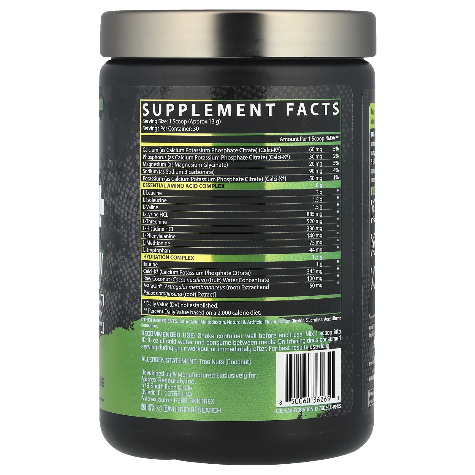 Nutrex Research, EAA + Hydration, лимон и лайм, 390 г (13,76 унции)