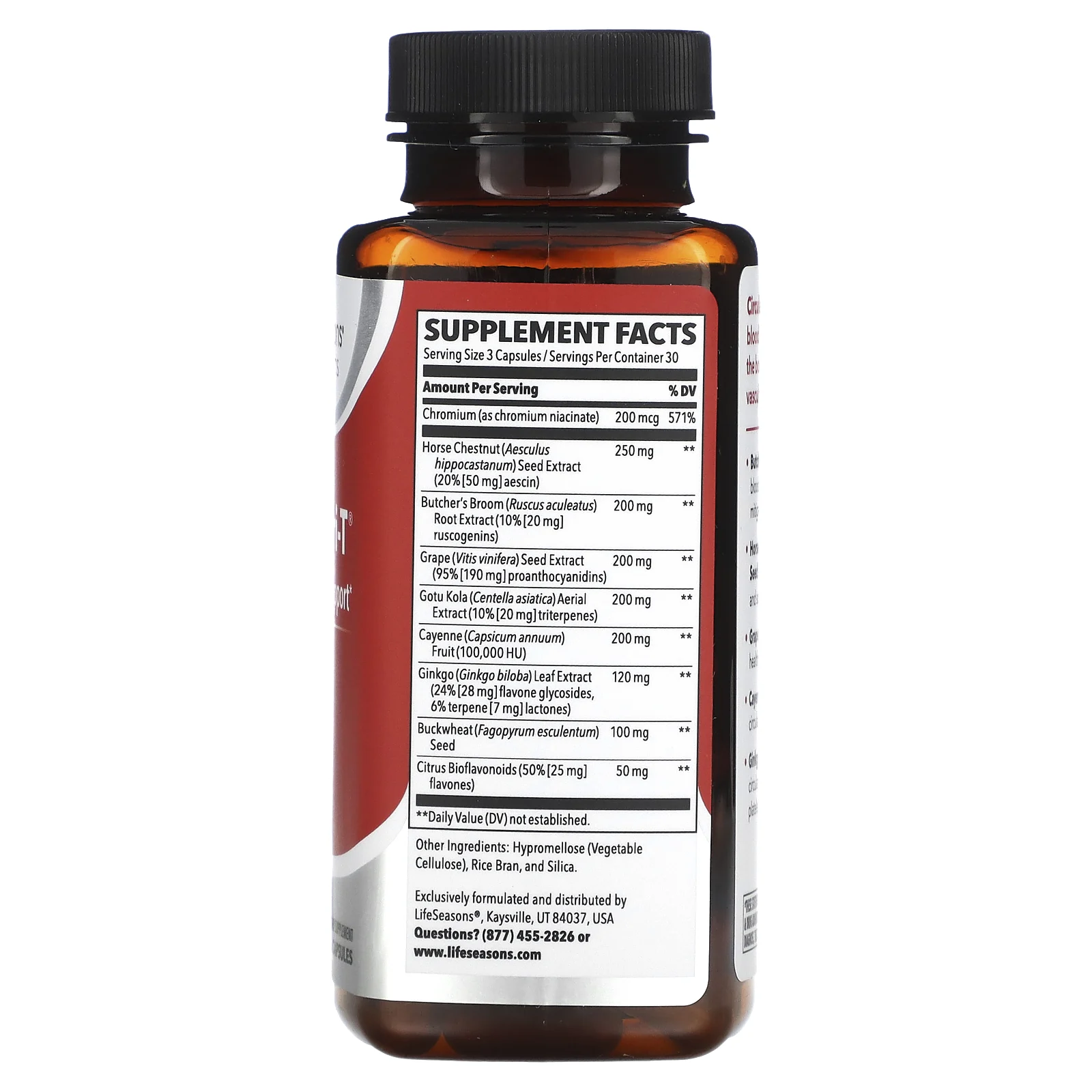 LifeSeasons, Circulari-T, поддержка здорового кровообращения, 90 вегетарианских капсул