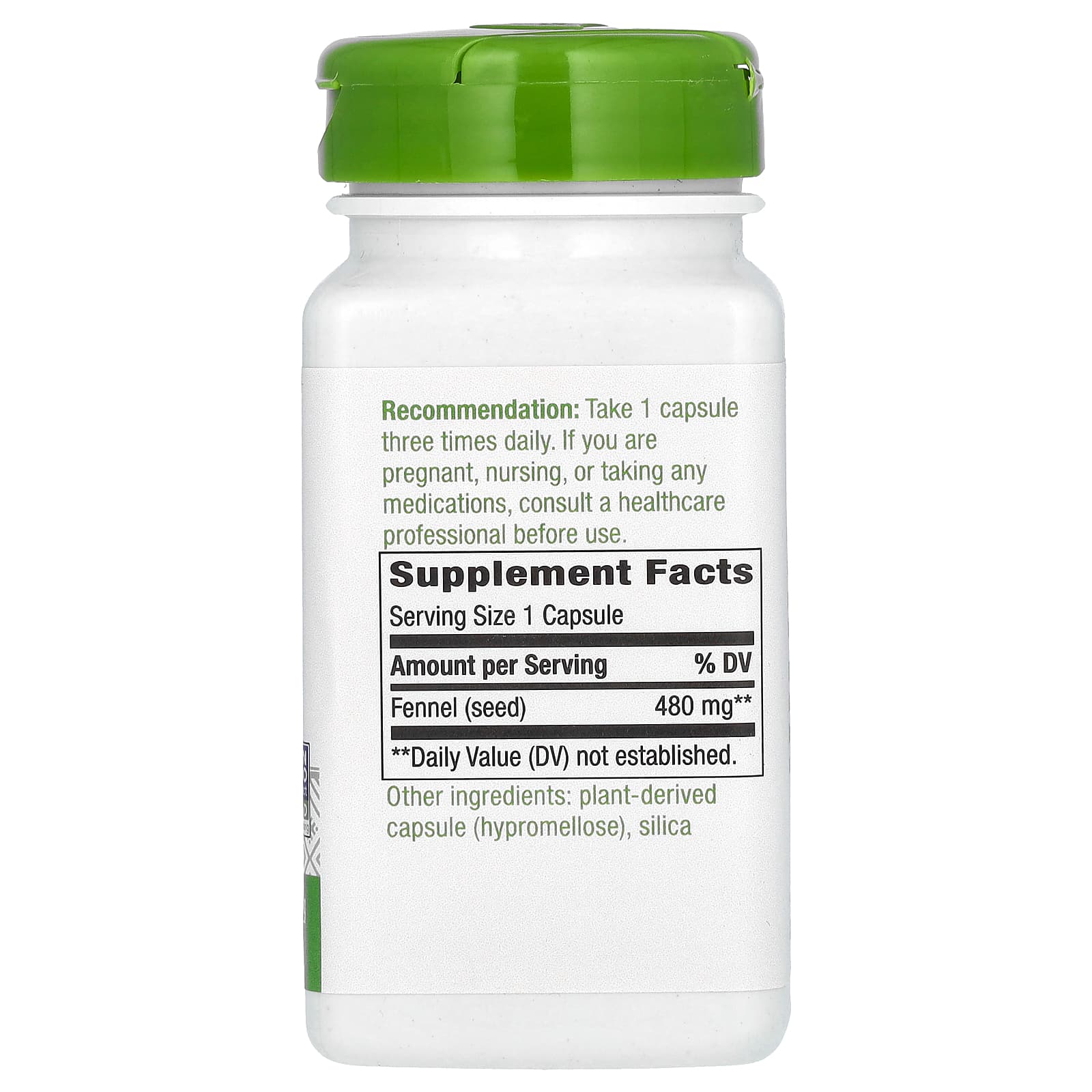 Nature's Way, семена фенхеля, 480 мг, 100 веганских капсул