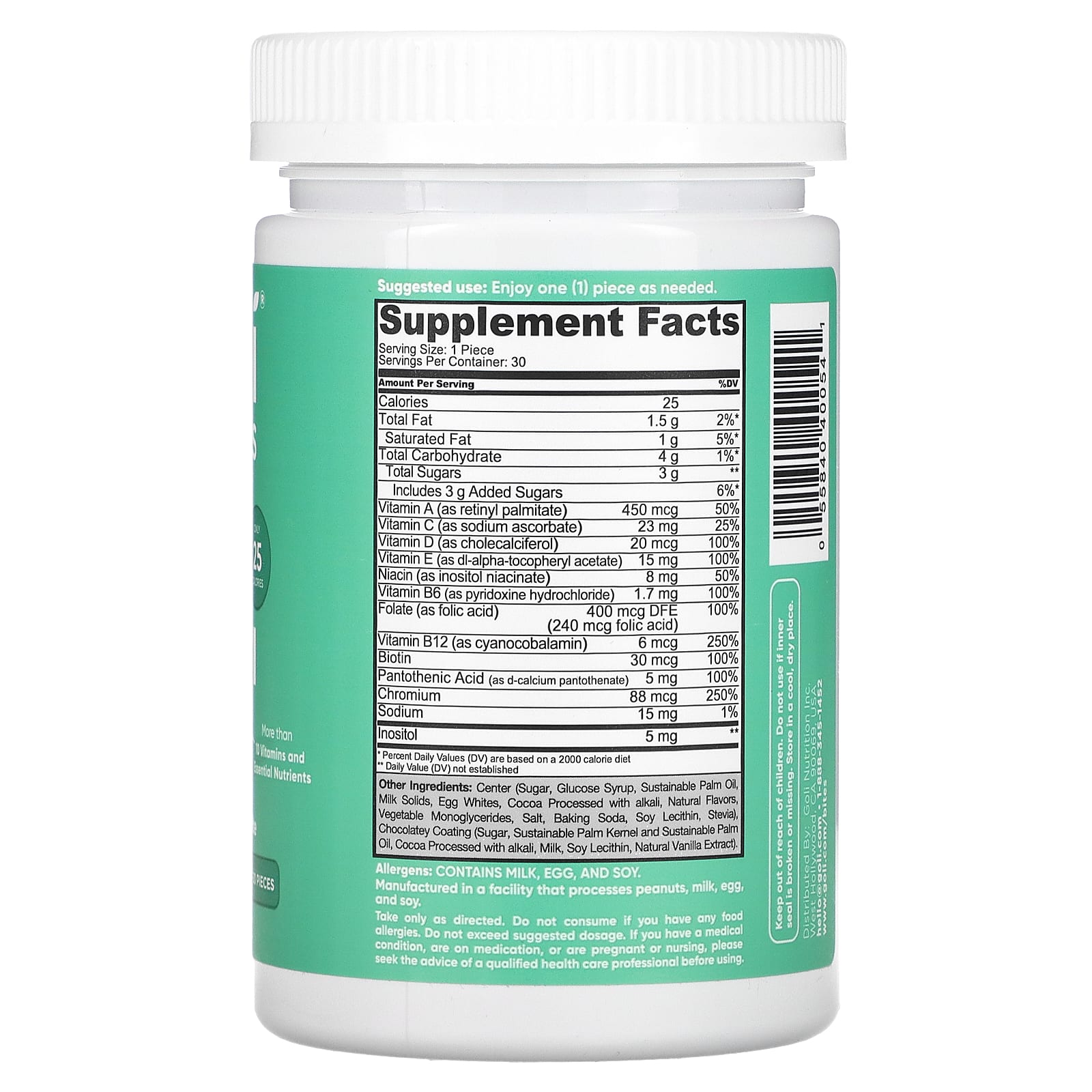 Goli Nutrition, Multi Bites, ванильный шоколад с какао, 30 шт.