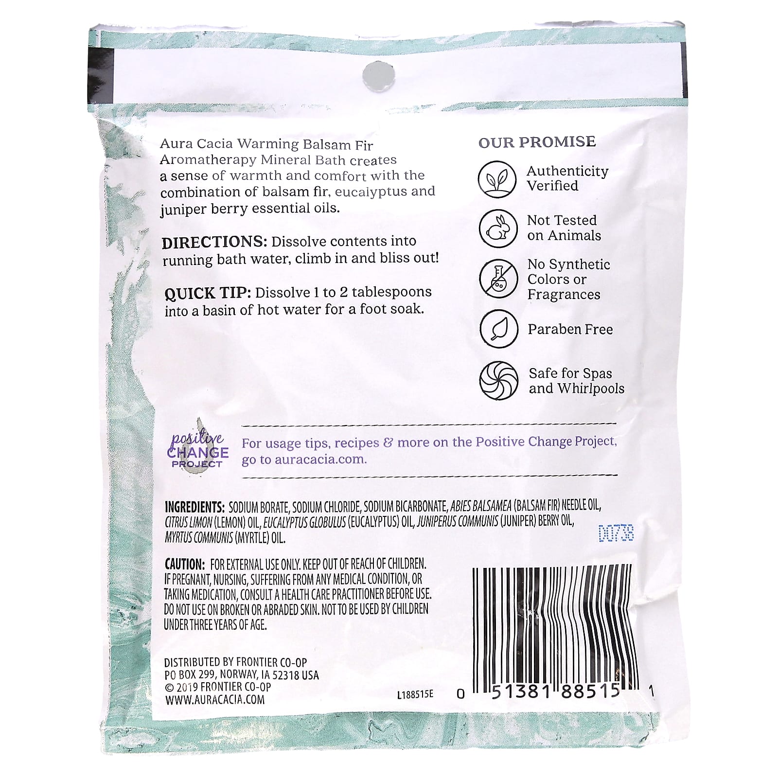 Aura Cacia, Ароматерапевтическое минеральное средство для ванны, согревающая бальзамическая пихта, 2,5 унции (70,9 г)