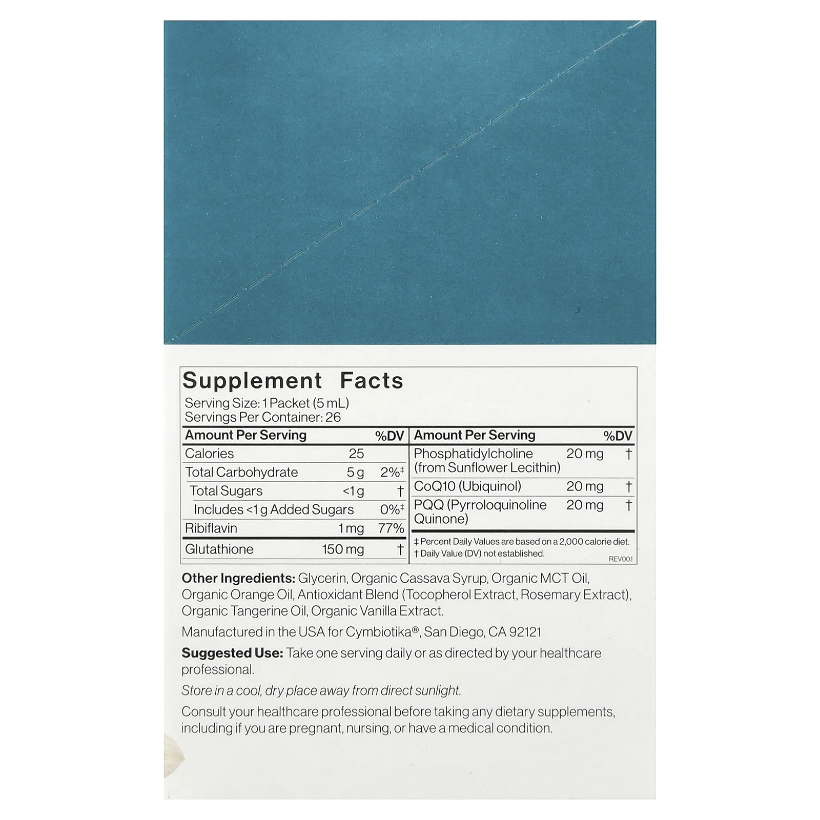 Cymbiotika, липосомальный глутатион, цитрус и ваниль, 26 пакетиков с жидкостью, 5 мл (0,17 жидк. унции) каждый