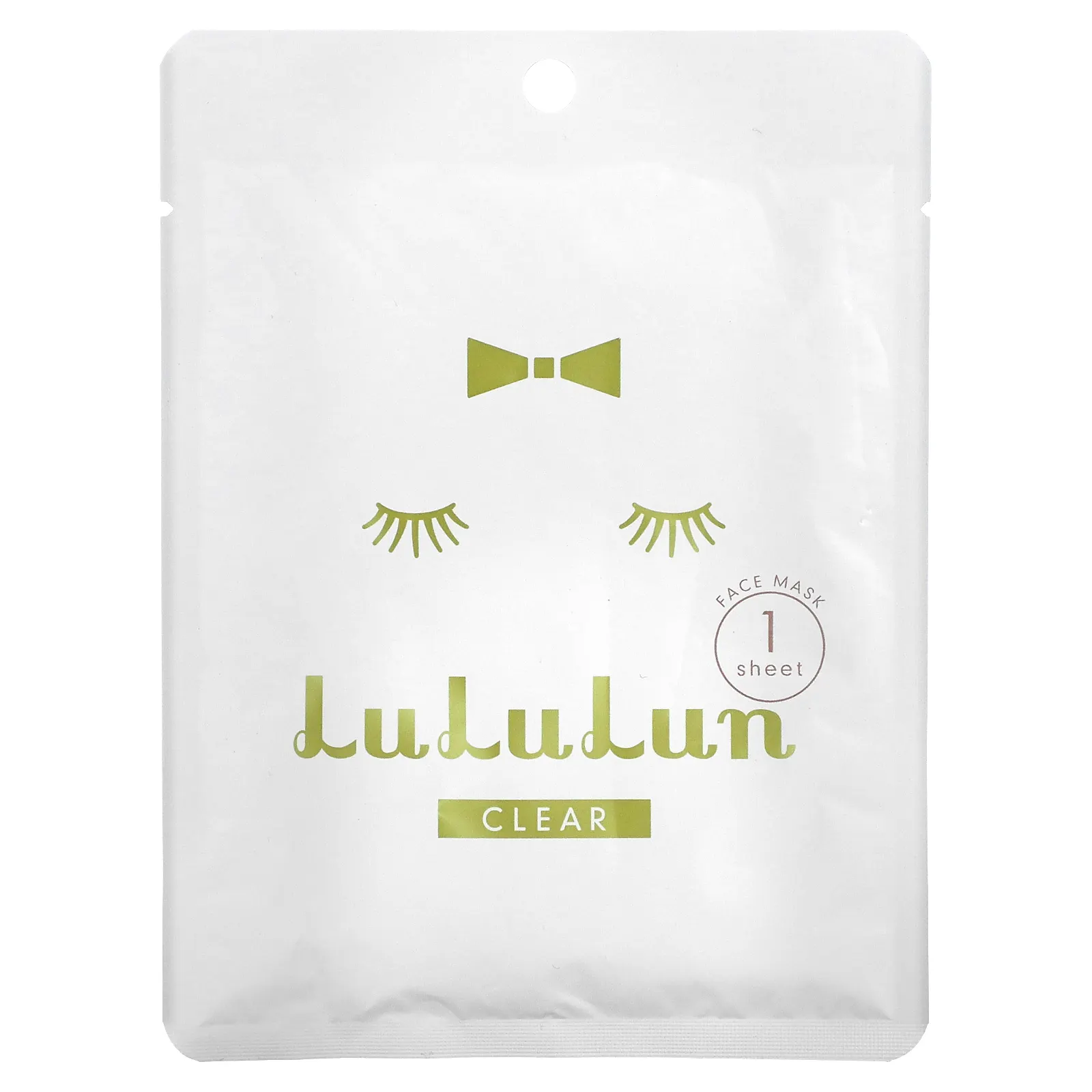 Lululun, Clear, косметическая маска для лица, белая 5F, 1 шт., 22 мл (0,74 жидк. Унции)