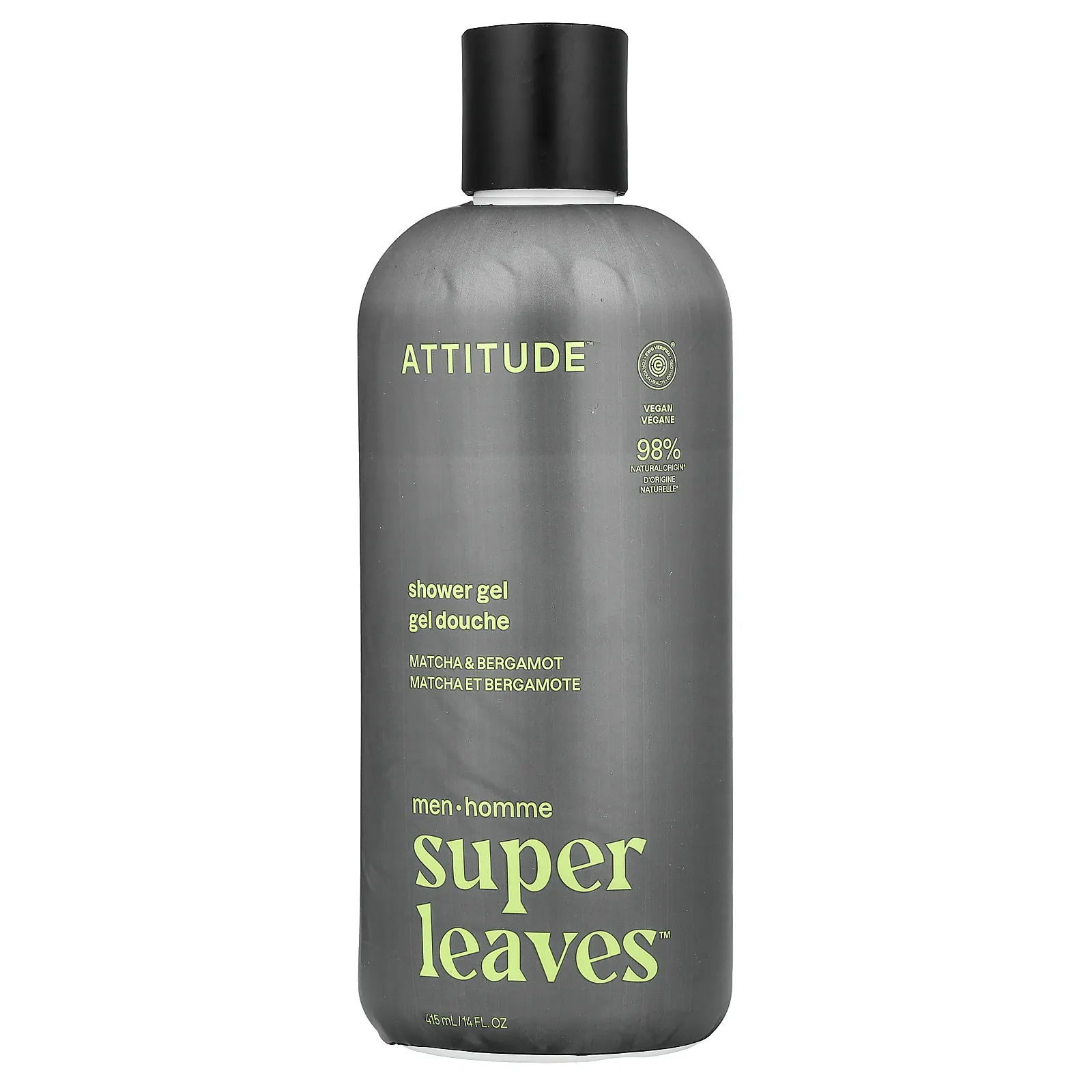 ATTITUDE, Super Leaves™, гель для душа, для мужчин, матча и бергамот, 415 мл (14 жидк. унций)