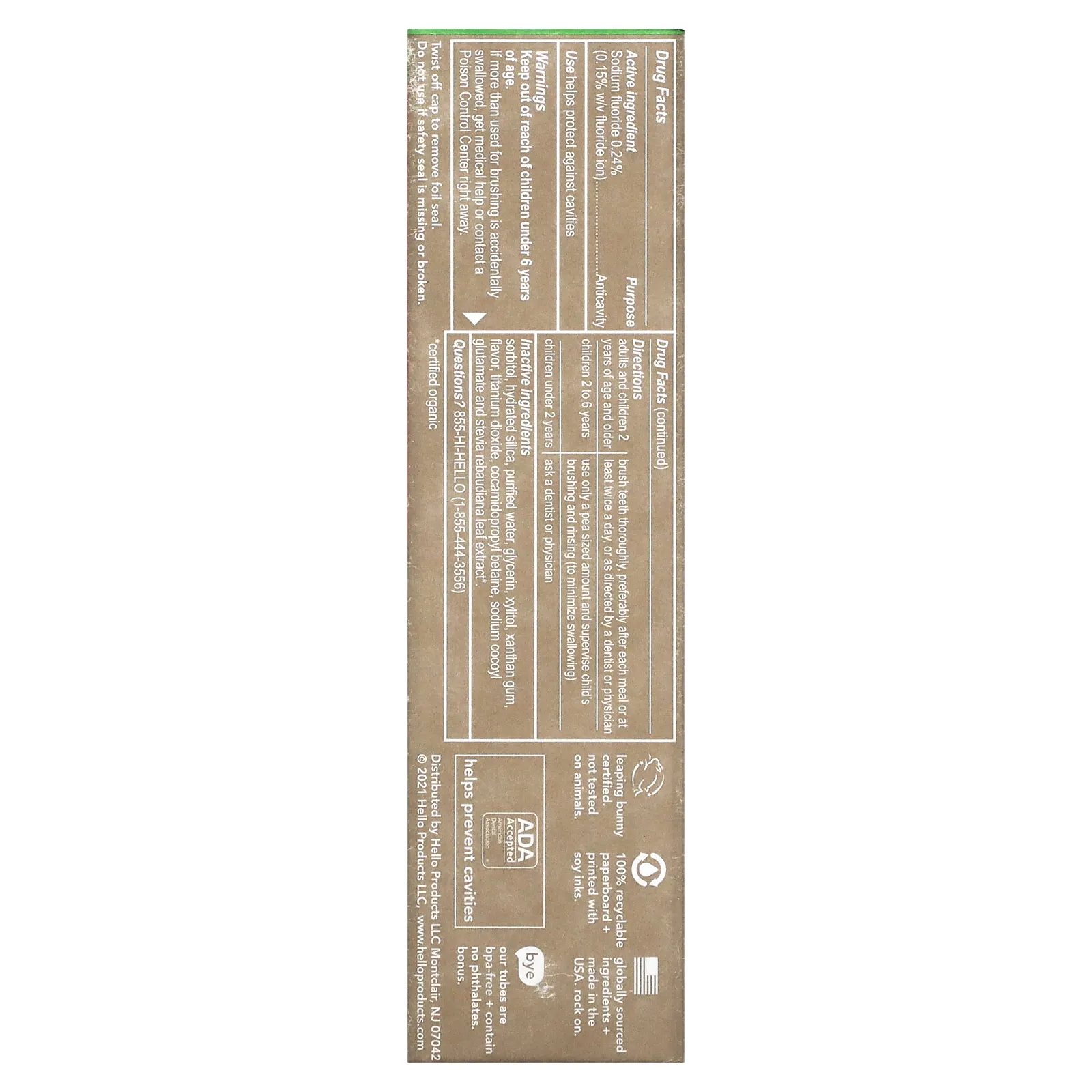 Hello, Kids, зубная паста с фтором, для детей от 2 лет, с лесной клубникой, 119 г (4,2 унции)