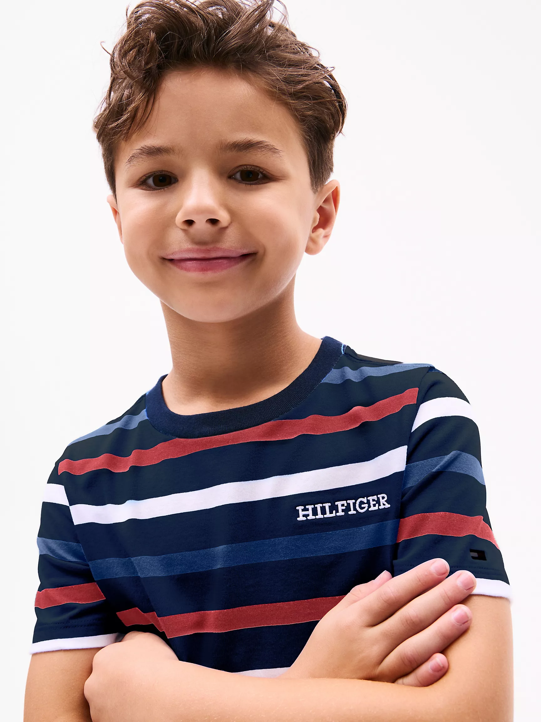 Футболка Tommy Hilfiger для мальчиков, Детская полосатая футболка с монограммным логотипом