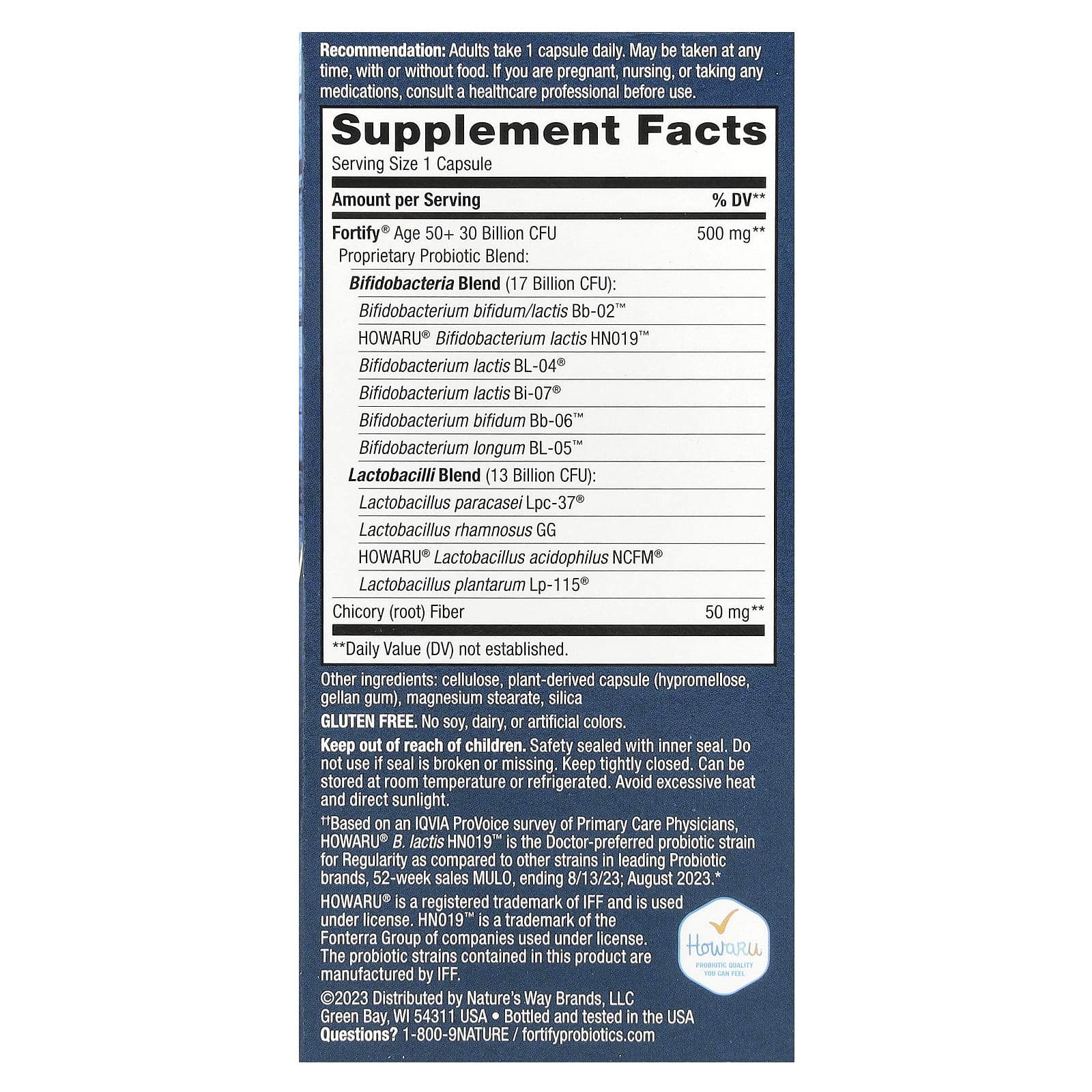 Nature's Way, Fortify, для людей старше 50 лет, пробиотики и пребиотики, ежедневный уход, 30 млрд, 30 растительных капсул с отсроченным высвобождением