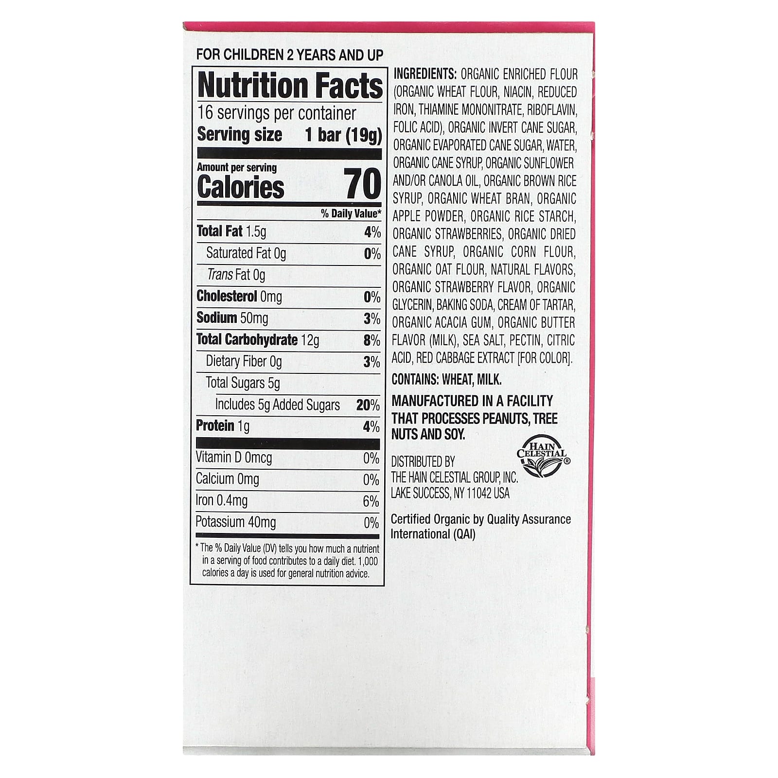 Earth's Best, органические батончики-снеки Sunny Days, для детей от 2 лет, клубника, 16 батончиков по 19 г (0,67 унции)