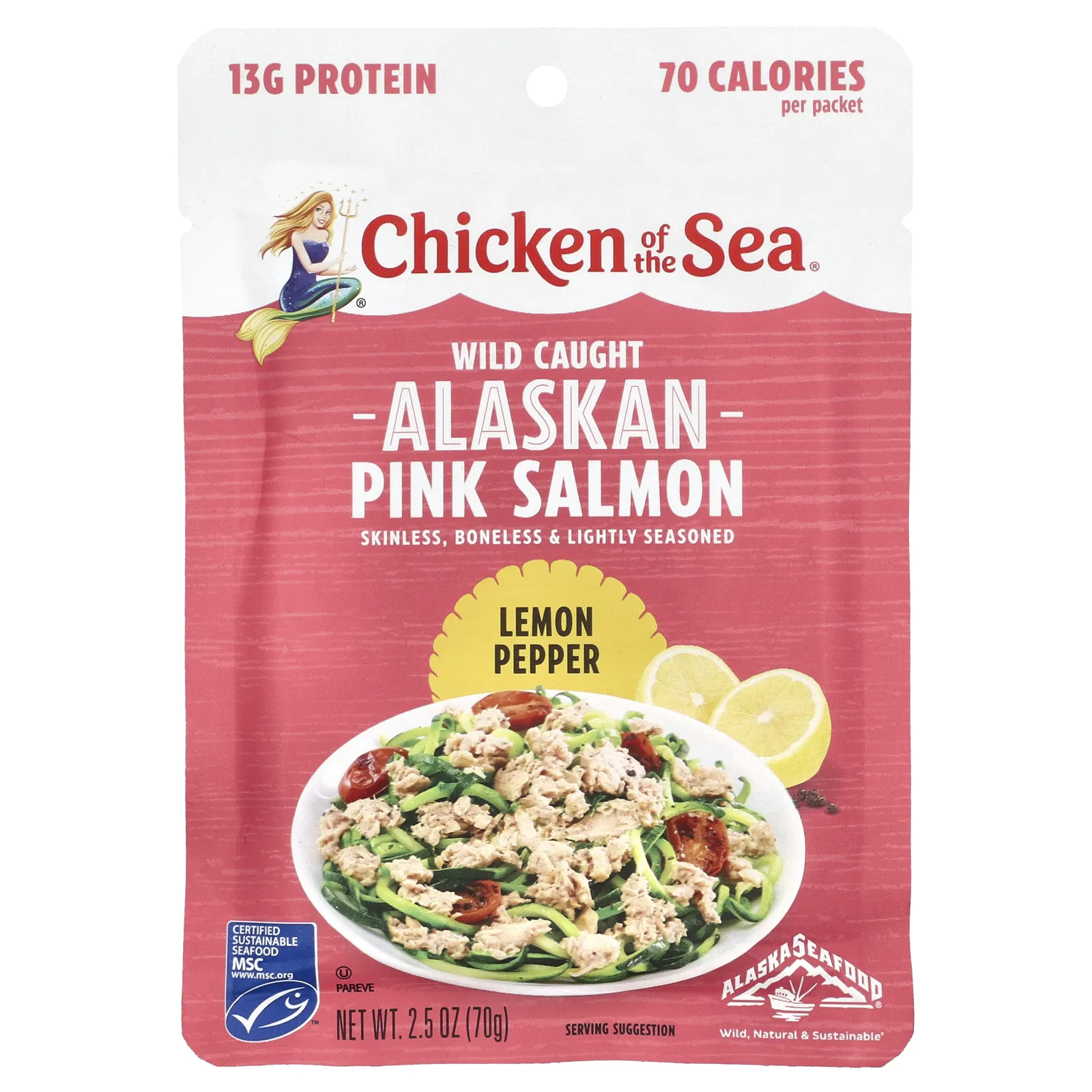 Chicken of the Sea, Горбуша из дикой рыбы, лимонный перец, 70 г (2,5 унции)
