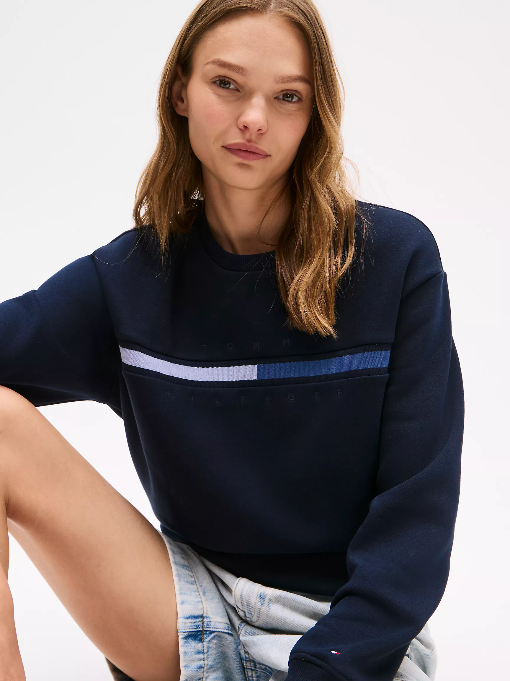 Женская толстовка Tommy Hilfiger, Свитшот с круглым вырезом и логотипом флага